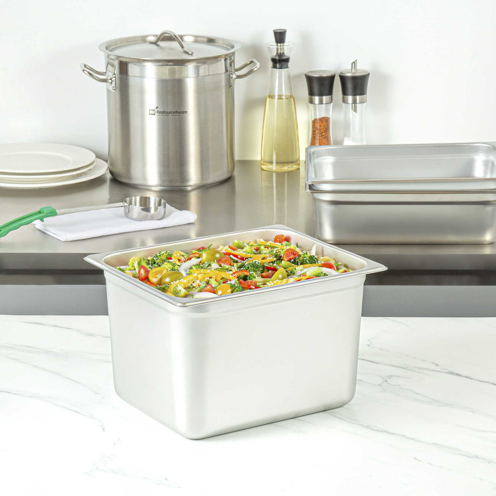 Kitchen Tek Stainless Steel 1/2 Size Steam Table Pan - 8 Inch Deep, Anti Jam, 24 Gauge - 1 count box