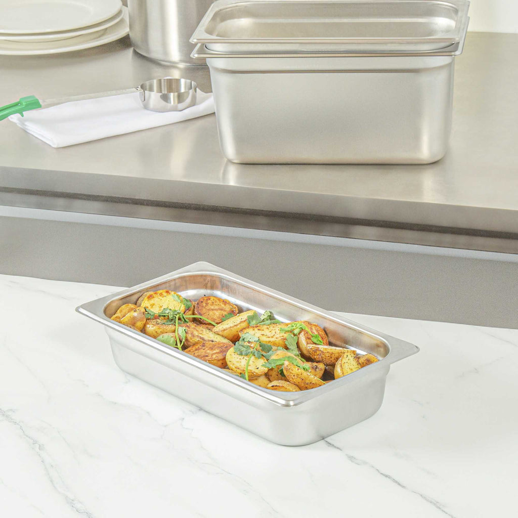 Kitchen Tek Stainless Steel 1/3 Size Steam Table Pan - 2 1/2 Inch Deep, Anti Jam, 24 Gauge - 1 count box