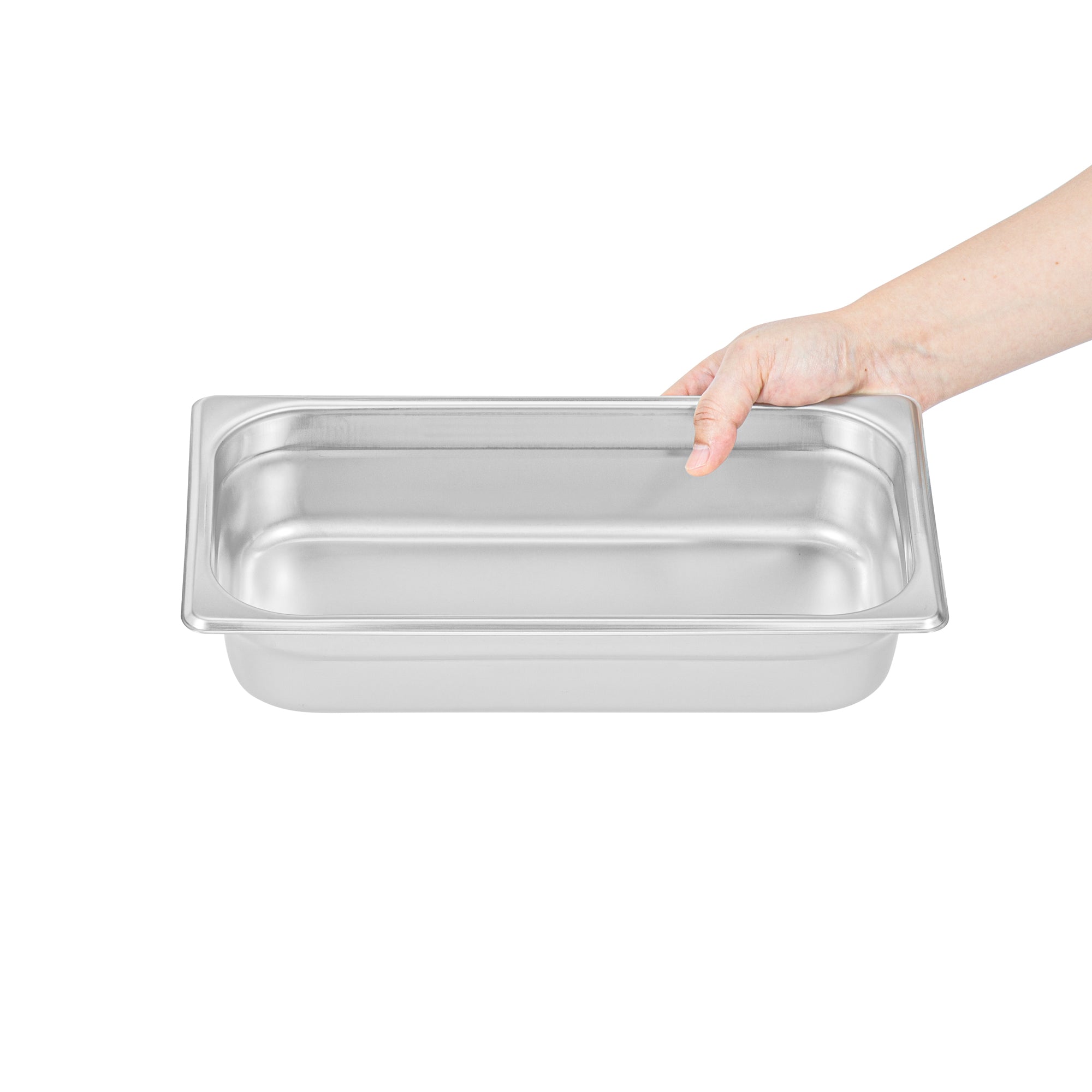 Kitchen Tek Stainless Steel 1/3 Size Steam Table Pan - 2 1/2 Inch Deep, Anti Jam, 24 Gauge - 12 count box