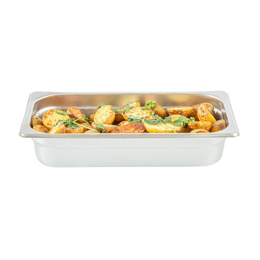 Kitchen Tek Stainless Steel 1/3 Size Steam Table Pan - 2 1/2 Inch Deep, Anti Jam, 24 Gauge - 12 count box