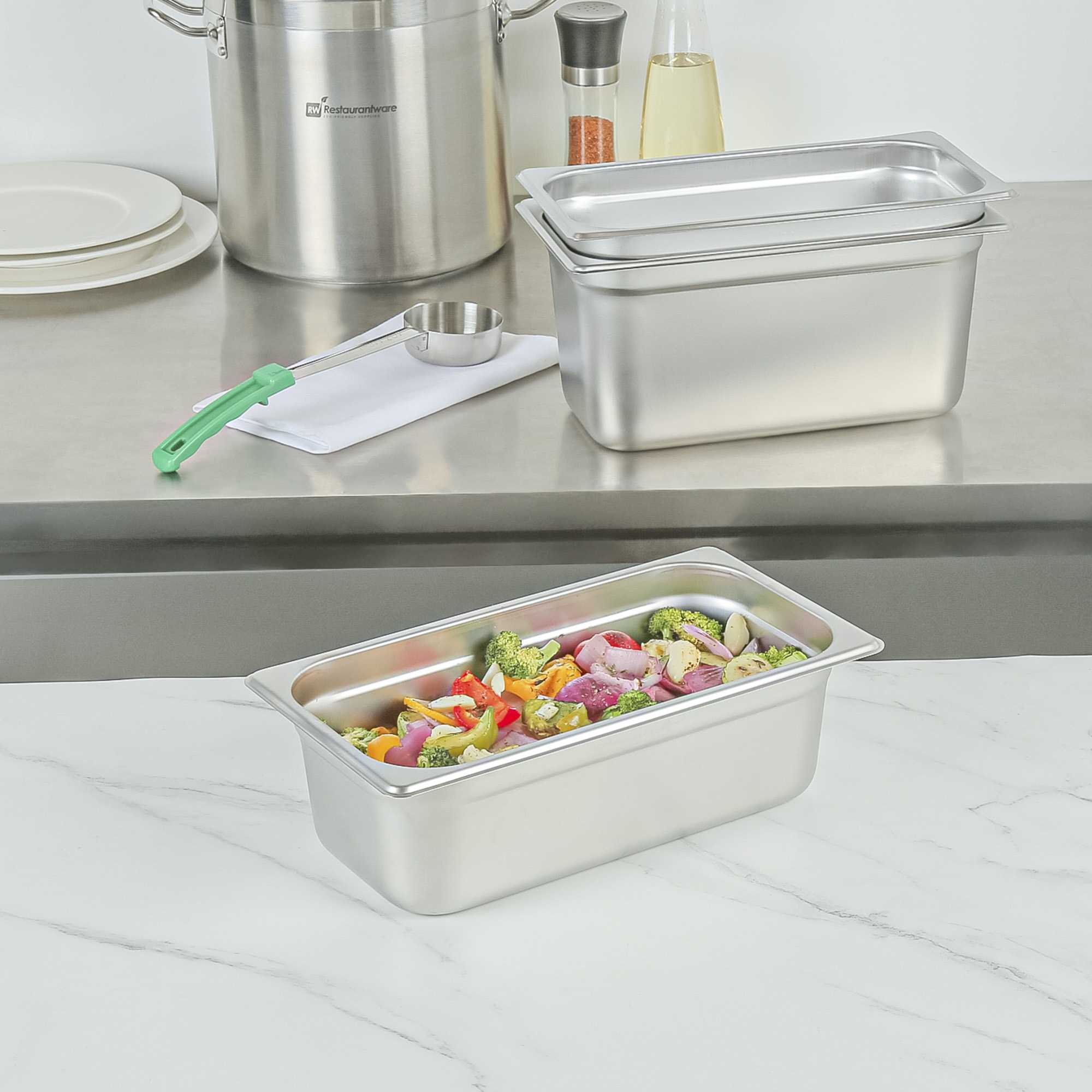 Kitchen Tek Stainless Steel 1/3 Size Steam Table Pan - 4 Inch Deep, Anti Jam, 24 Gauge - 1 count box