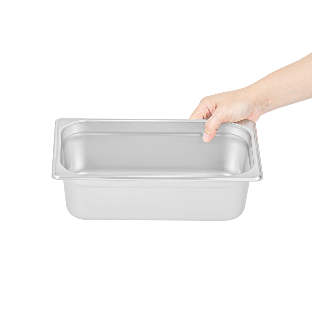 Kitchen Tek Stainless Steel 1/3 Size Steam Table Pan - 4 Inch Deep, Anti Jam, 24 Gauge - 12 count box