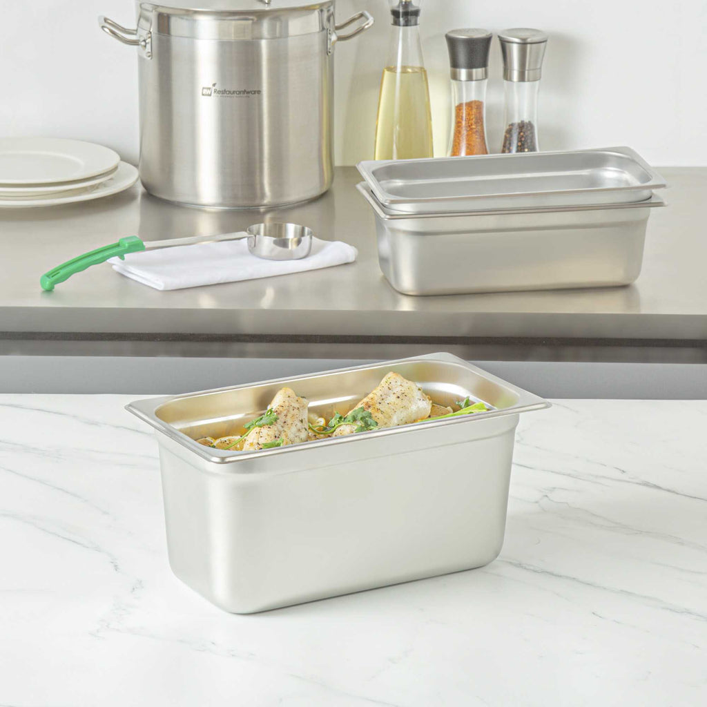 Kitchen Tek Stainless Steel 1/3 Size Steam Table Pan - 6 Inch Deep, Anti Jam, 24 Gauge - 1 count box