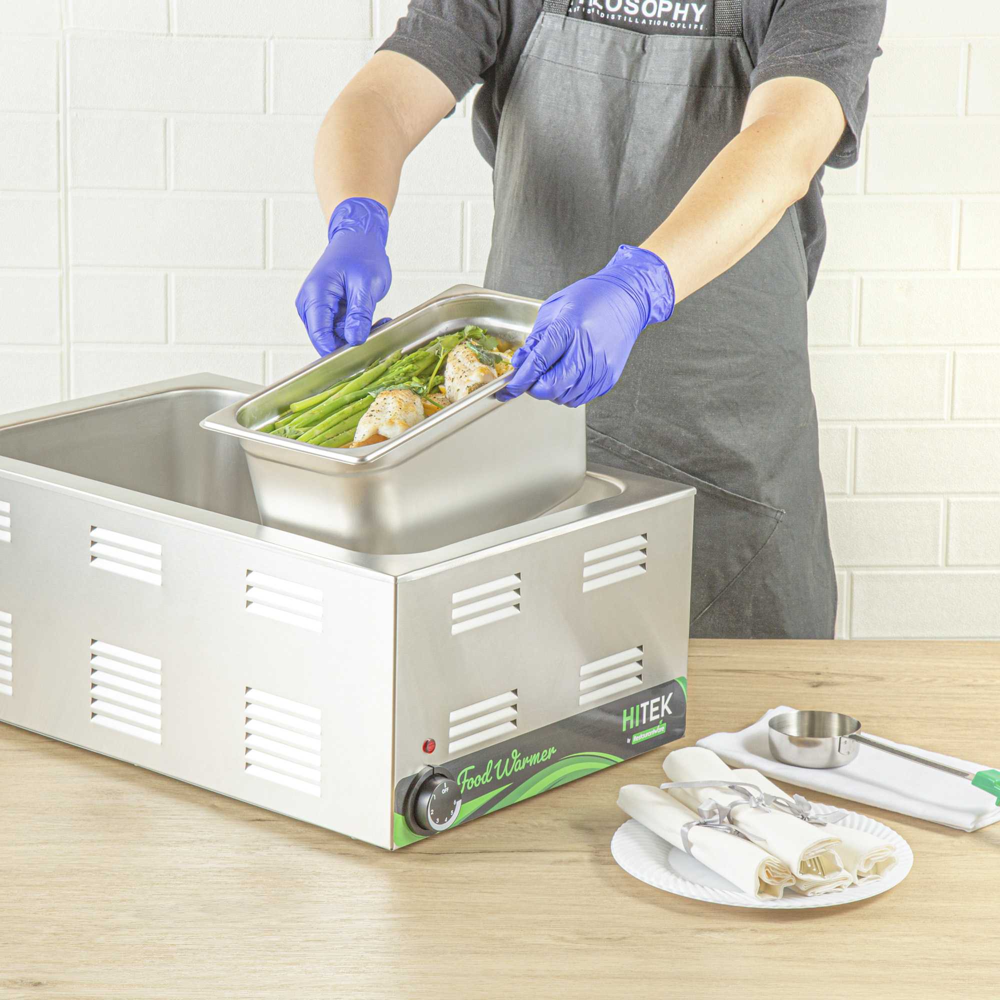 Kitchen Tek Stainless Steel 1/3 Size Steam Table Pan - 6 Inch Deep, Anti Jam, 24 Gauge - 1 count box