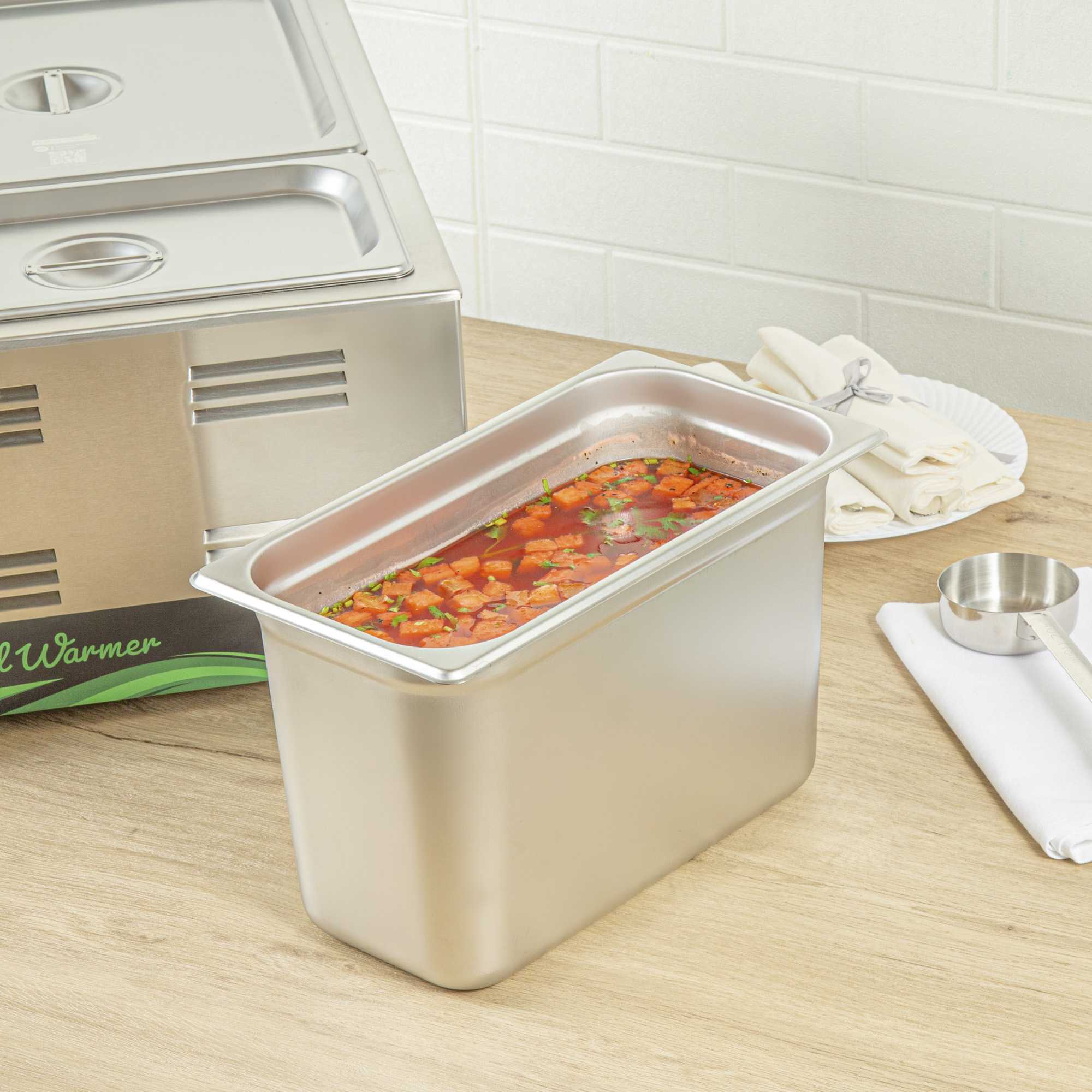 Kitchen Tek Stainless Steel 1/3 Size Steam Table Pan - 8 Inch Deep, Anti Jam, 24 Gauge - 1 count box