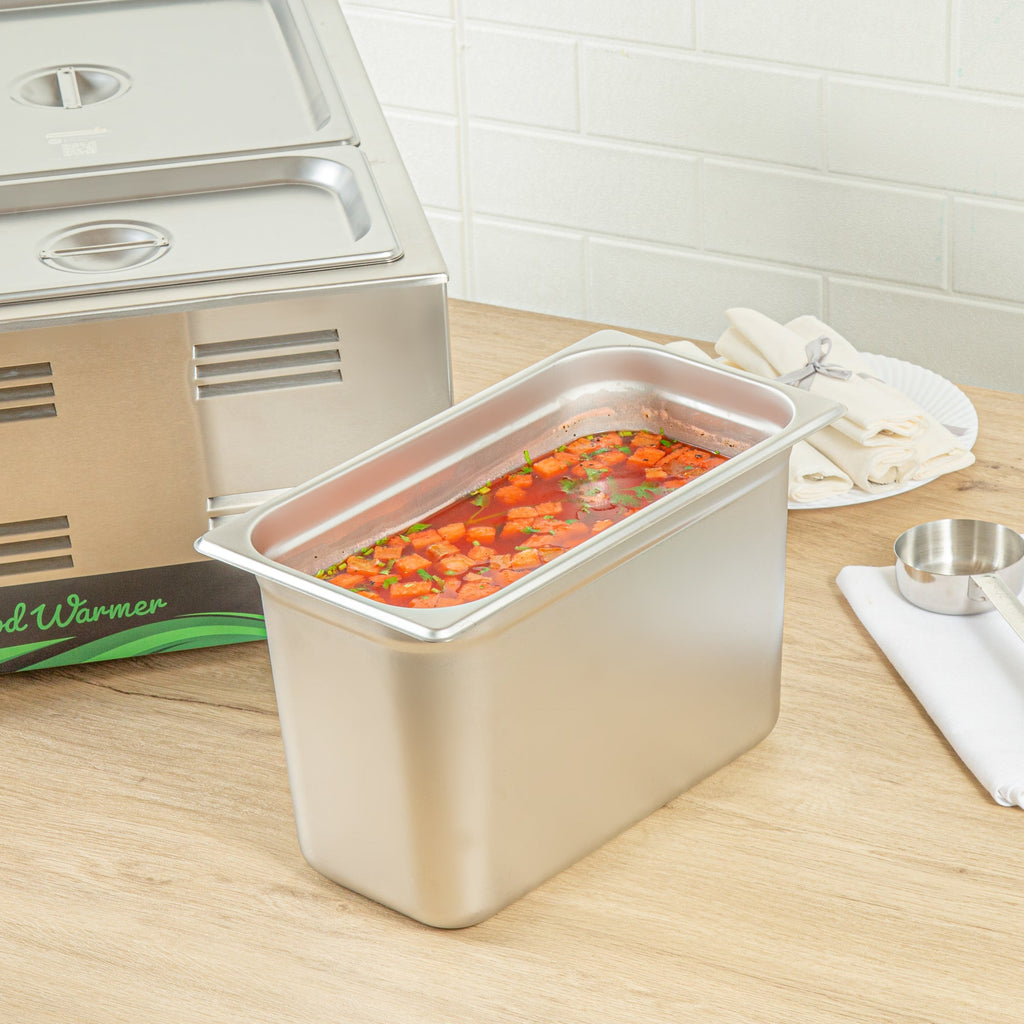 Kitchen Tek Stainless Steel 1/3 Size Steam Table Pan - 8 Inch Deep, Anti Jam, 24 Gauge - 12 count box