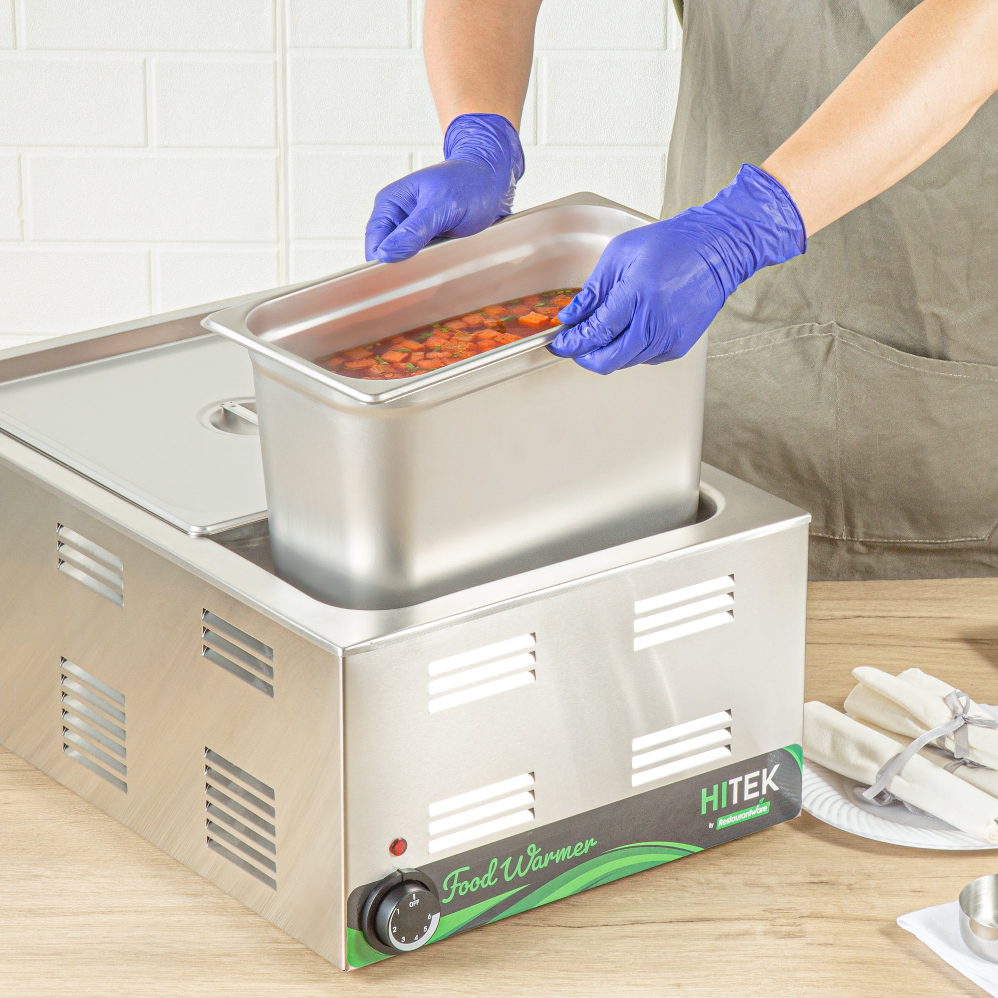 Kitchen Tek Stainless Steel 1/3 Size Steam Table Pan - 8 Inch Deep, Anti Jam, 24 Gauge - 12 count box