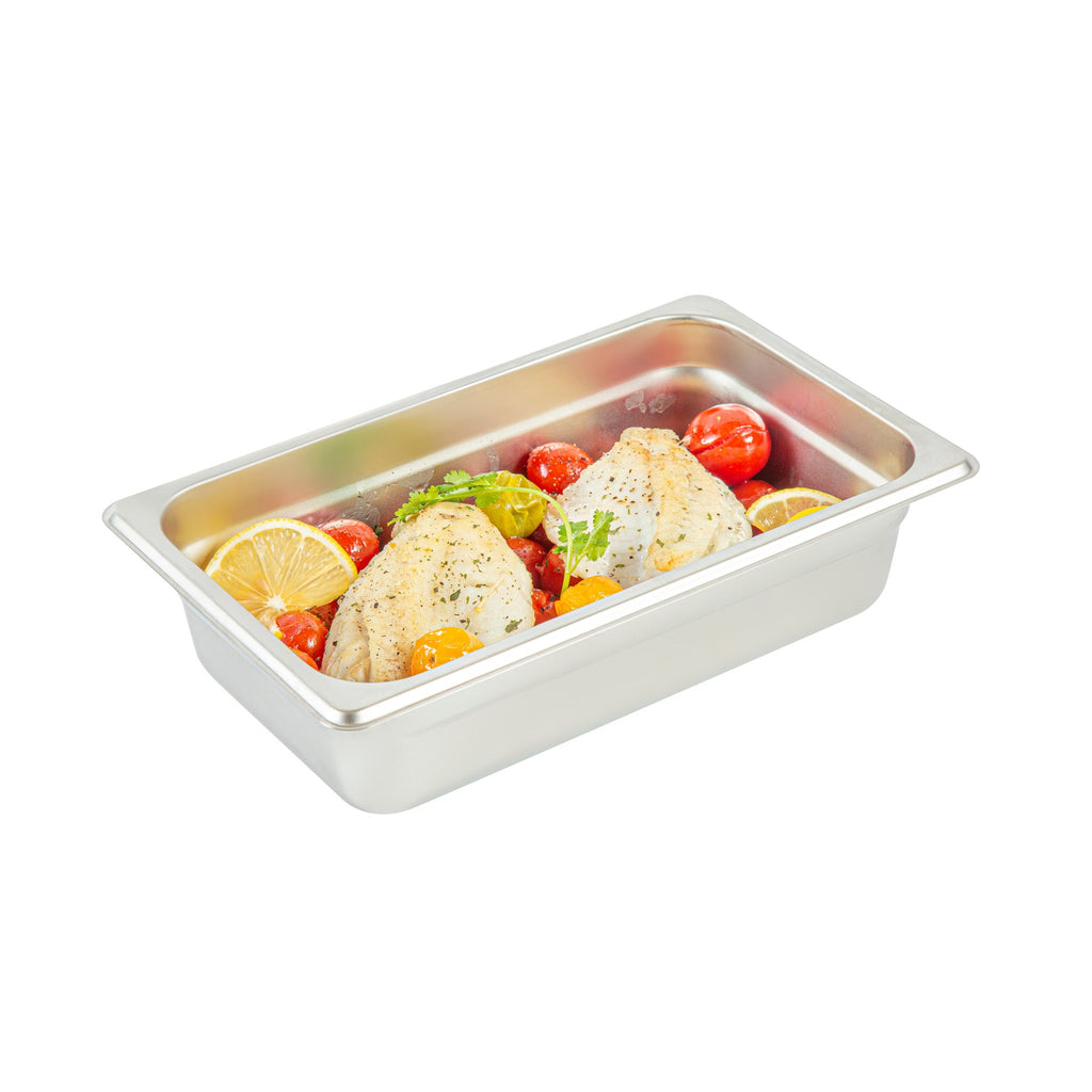 Kitchen Tek Stainless Steel 1/4 Size Steam Table Pan - 2 1/2 Inch Deep, Anti Jam, 24 Gauge - 1 count box
