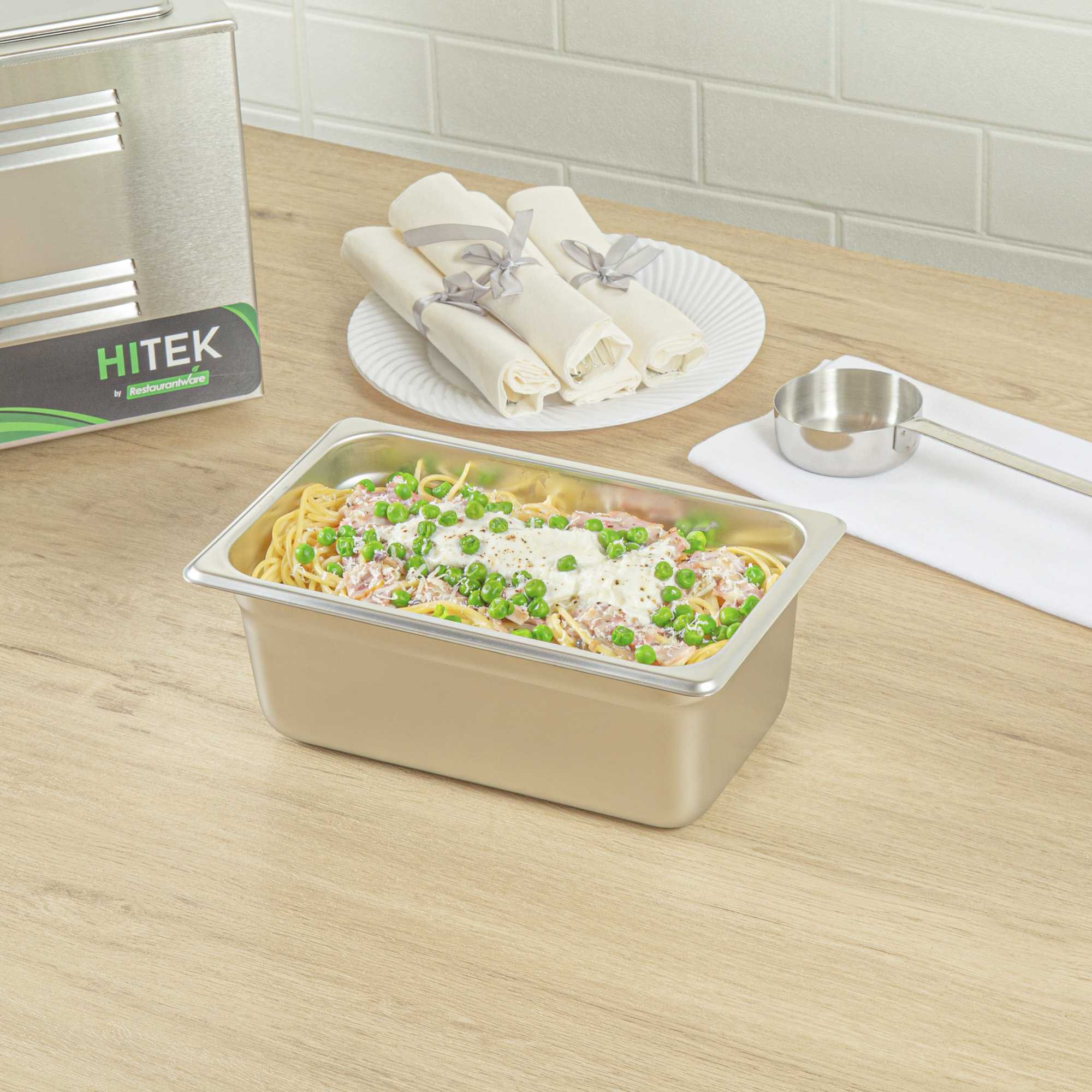 Kitchen Tek Stainless Steel 1/4 Size Steam Table Pan - 4 Inch Deep, Anti Jam, 24 Gauge - 1 count box