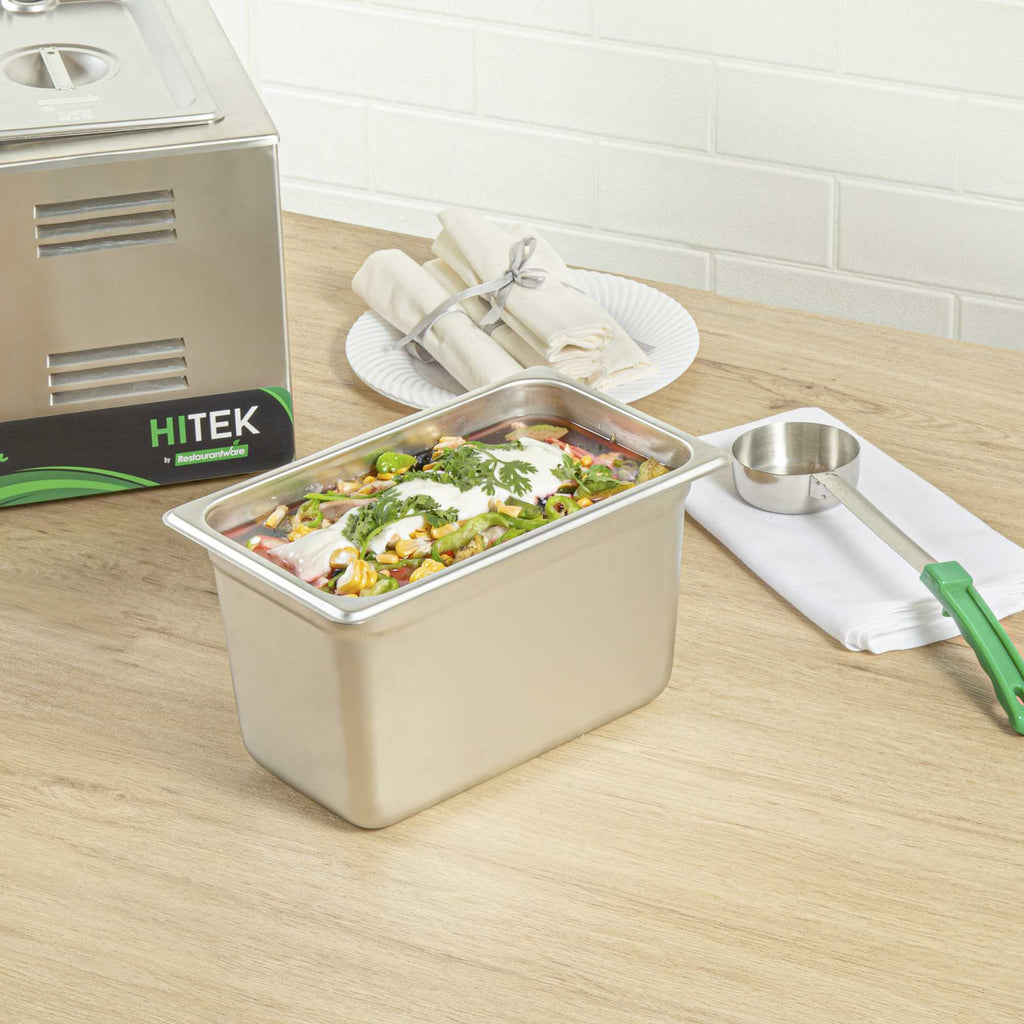 Kitchen Tek Stainless Steel 1/4 Size Steam Table Pan - 6 Inch Deep, Anti Jam, 24 Gauge - 1 count box