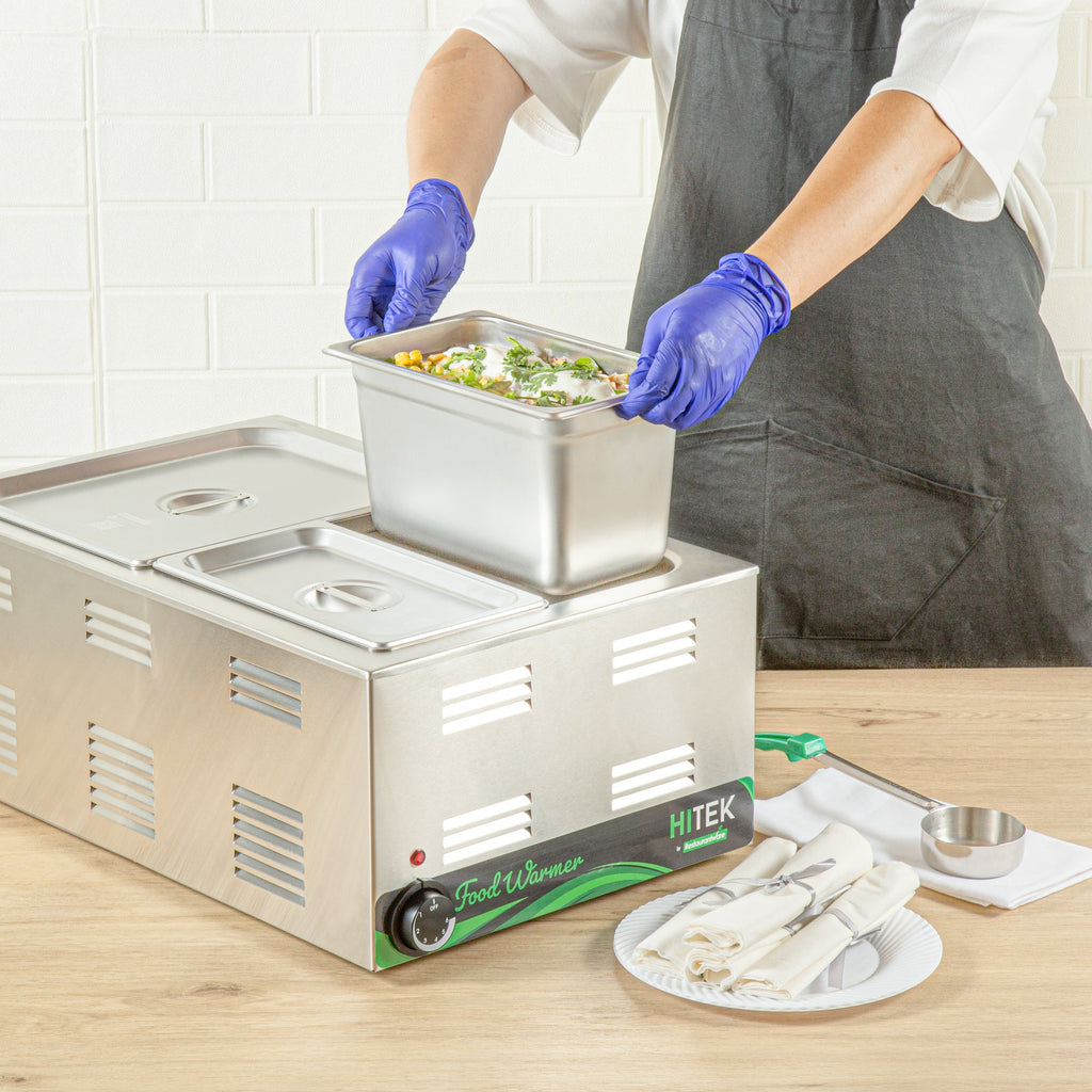 Kitchen Tek Stainless Steel 1/4 Size Steam Table Pan - 6 Inch Deep, Anti Jam, 24 Gauge - 12 count box