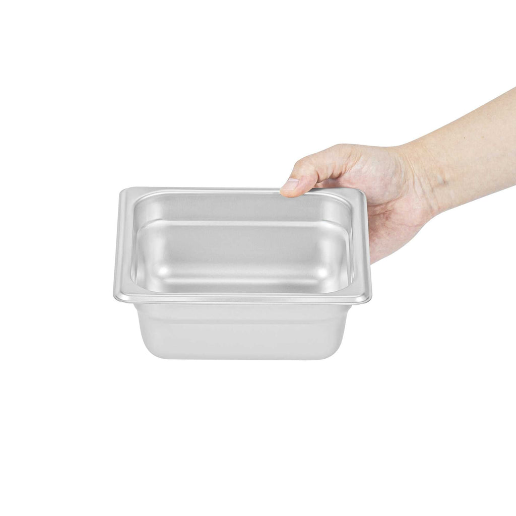 Kitchen Tek Stainless Steel 1/6 Size Steam Table Pan - 2 1/2 Inch Deep, Anti Jam, 24 Gauge - 1 count box
