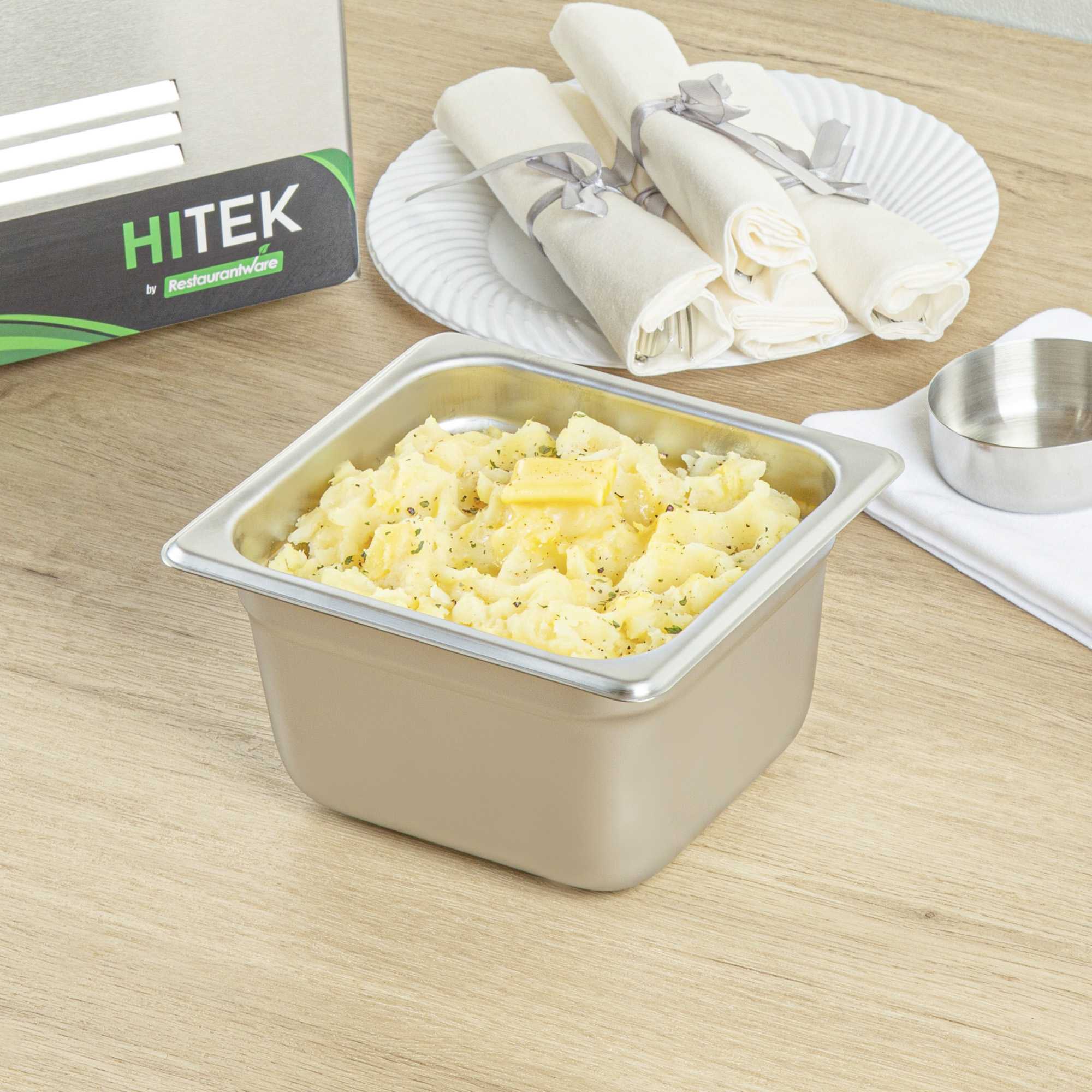 Kitchen Tek Stainless Steel 1/6 Size Steam Table Pan - 4 Inch Deep, Anti Jam, 24 Gauge - 1 count box