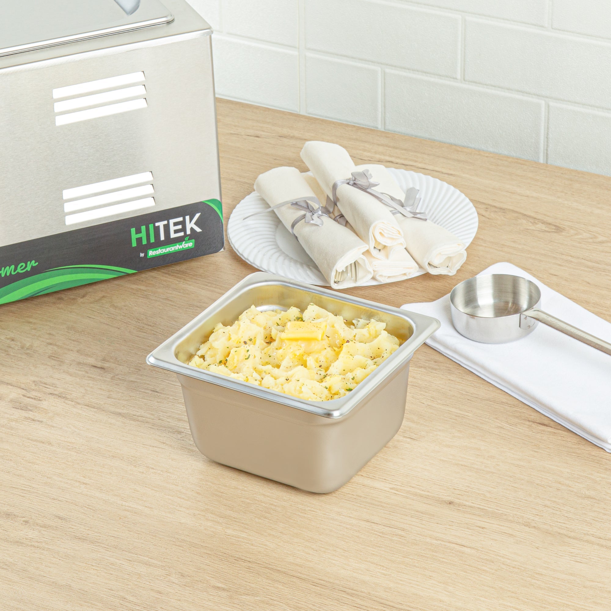 Kitchen Tek Stainless Steel 1/6 Size Steam Table Pan - 4 Inch Deep, Anti Jam, 24 Gauge - 12 count box