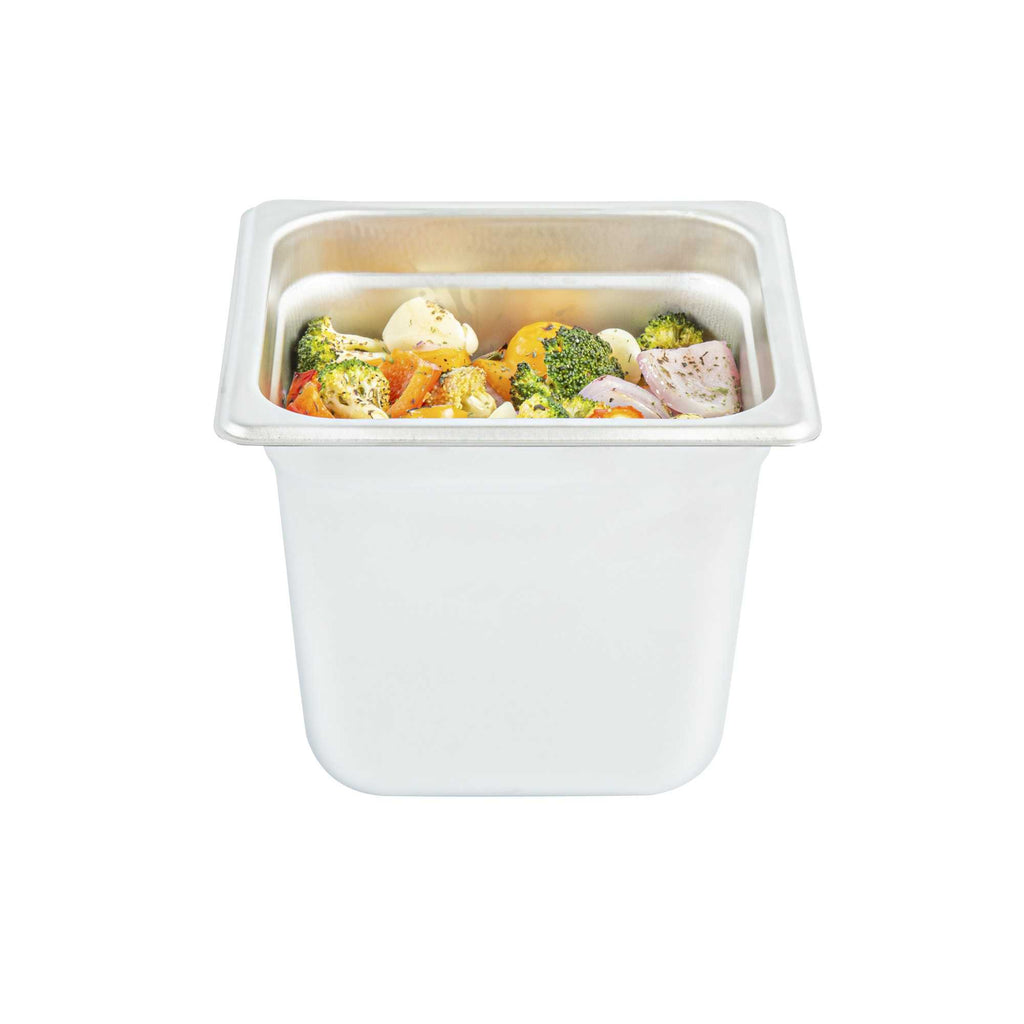 Kitchen Tek Stainless Steel 1/6 Size Steam Table Pan - 6 Inch Deep, Anti Jam, 24 Gauge - 1 count box