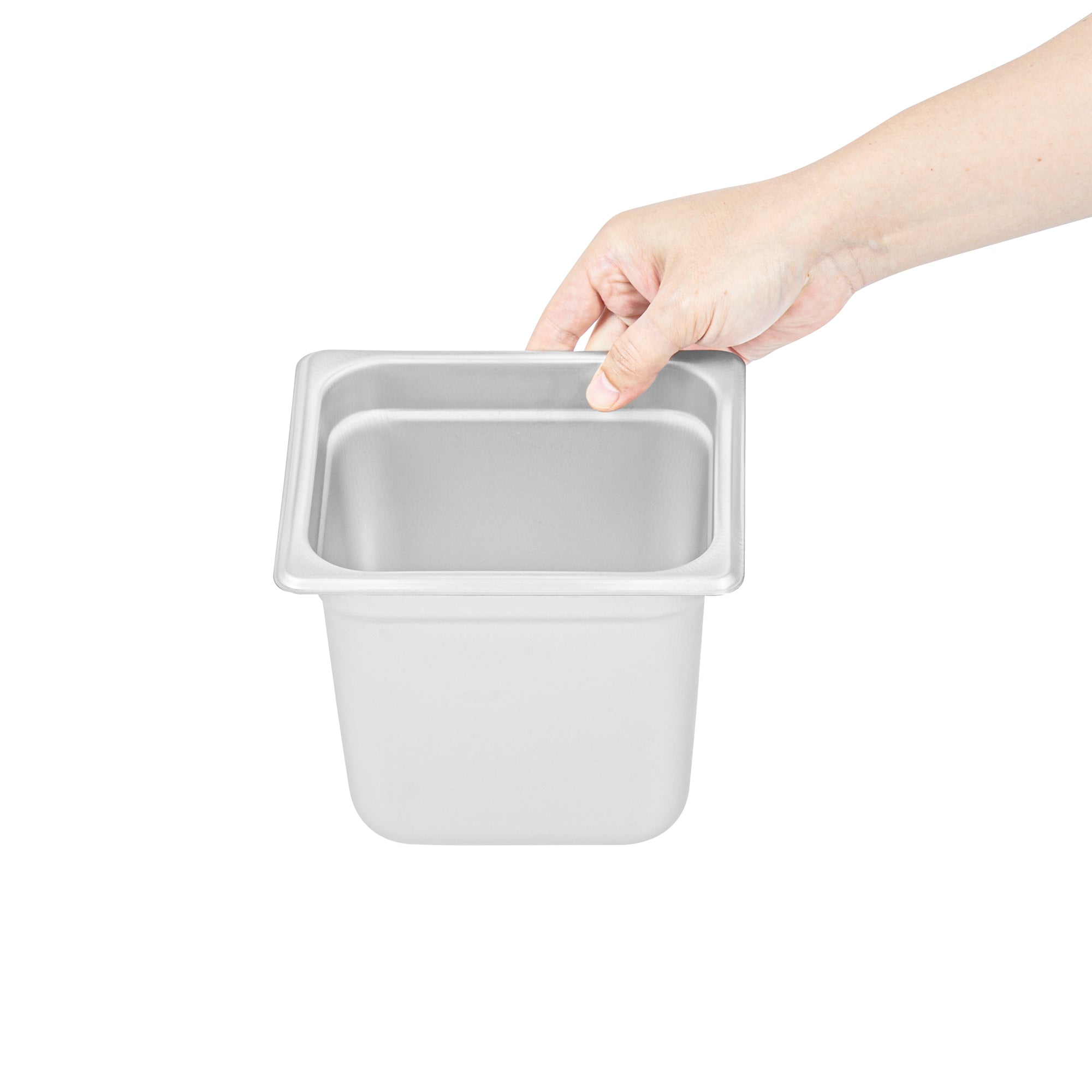 Kitchen Tek Stainless Steel 1/6 Size Steam Table Pan - 6 Inch Deep, Anti Jam, 24 Gauge - 12 count box