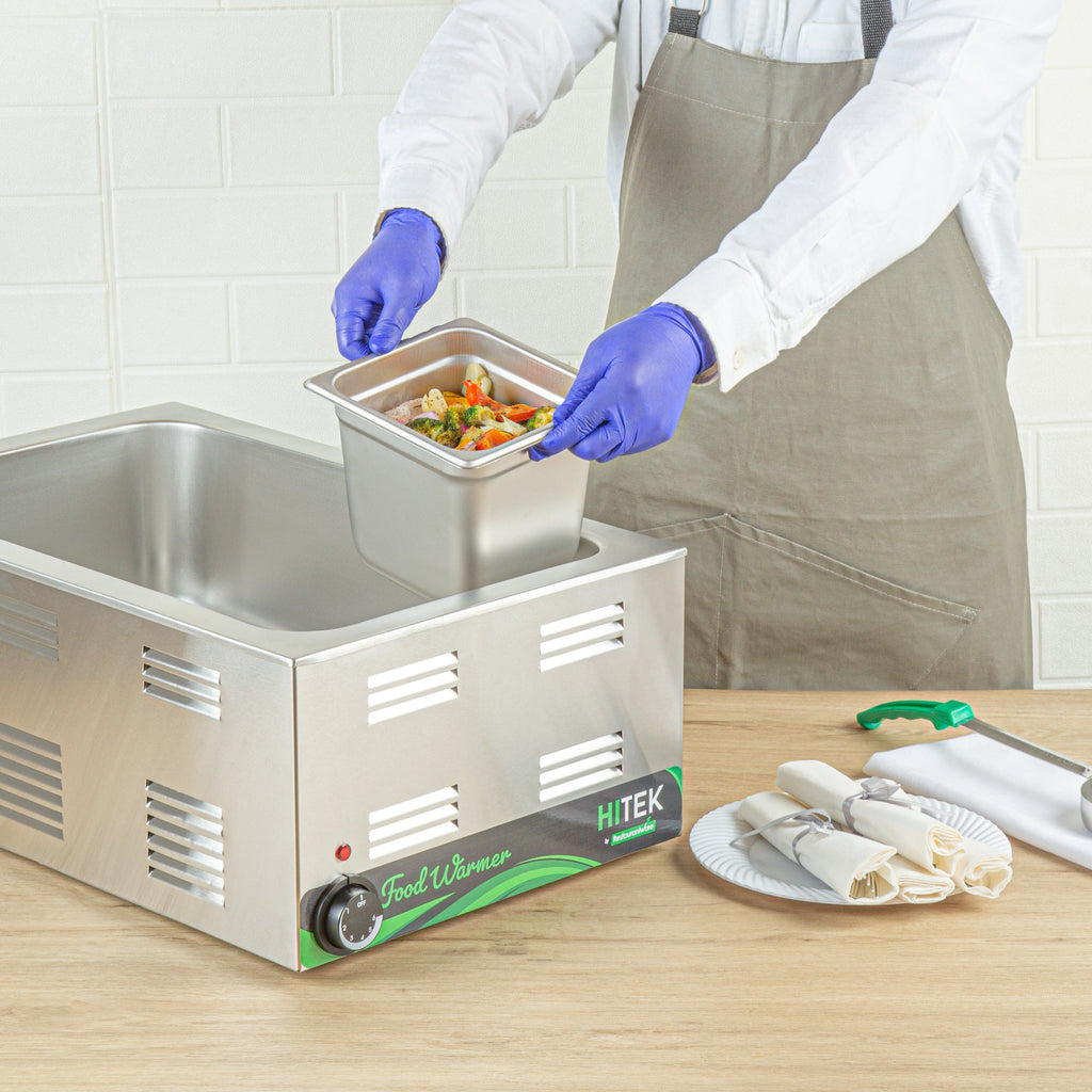 Kitchen Tek Stainless Steel 1/6 Size Steam Table Pan - 6 Inch Deep, Anti Jam, 24 Gauge - 12 count box
