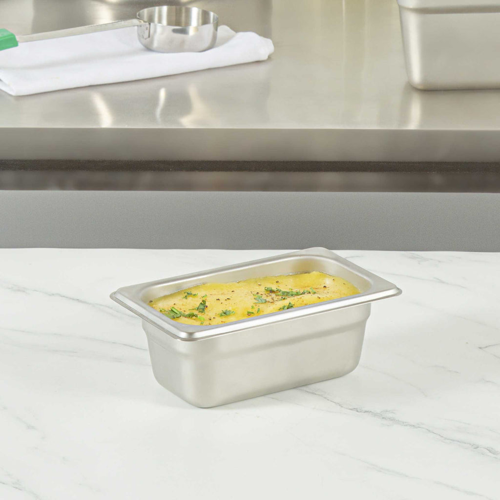 Kitchen Tek Stainless Steel 1/9 Size Steam Table Pan - 2 1/2 Inch Deep, Anti Jam, 24 Gauge - 1 count box