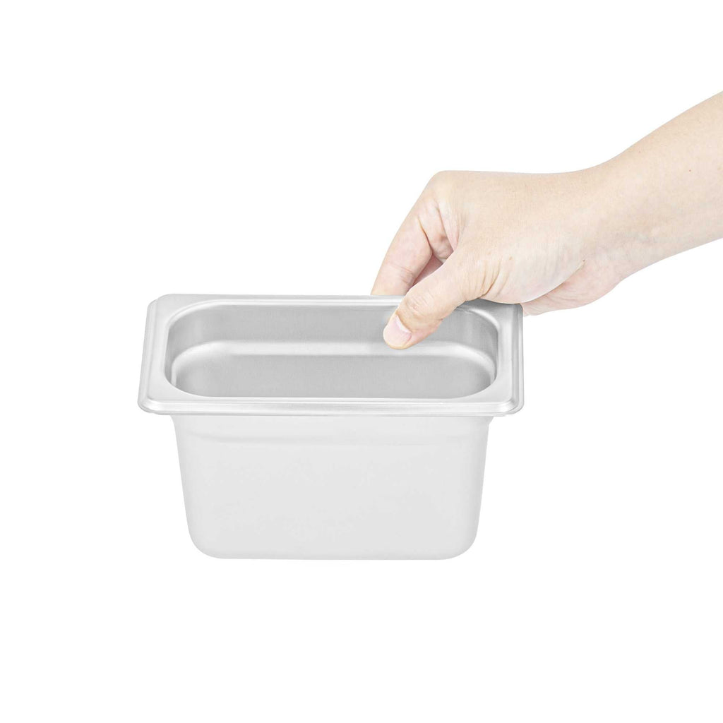 Kitchen Tek Stainless Steel 1/9 Size Steam Table Pan - 4 Inch Deep, Anti Jam, 24 Gauge - 1 count box