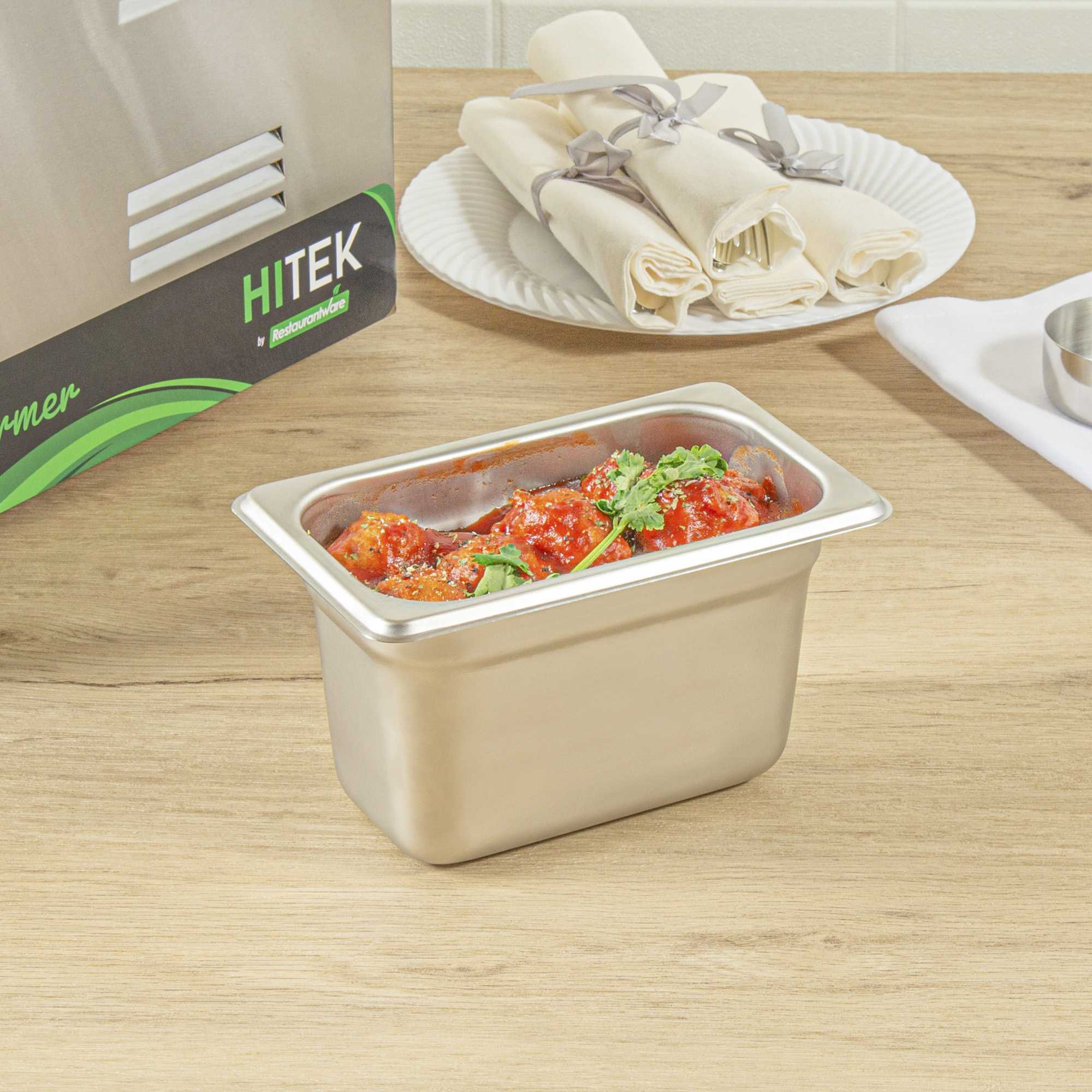 Kitchen Tek Stainless Steel 1/9 Size Steam Table Pan - 4 Inch Deep, Anti Jam, 24 Gauge - 1 count box