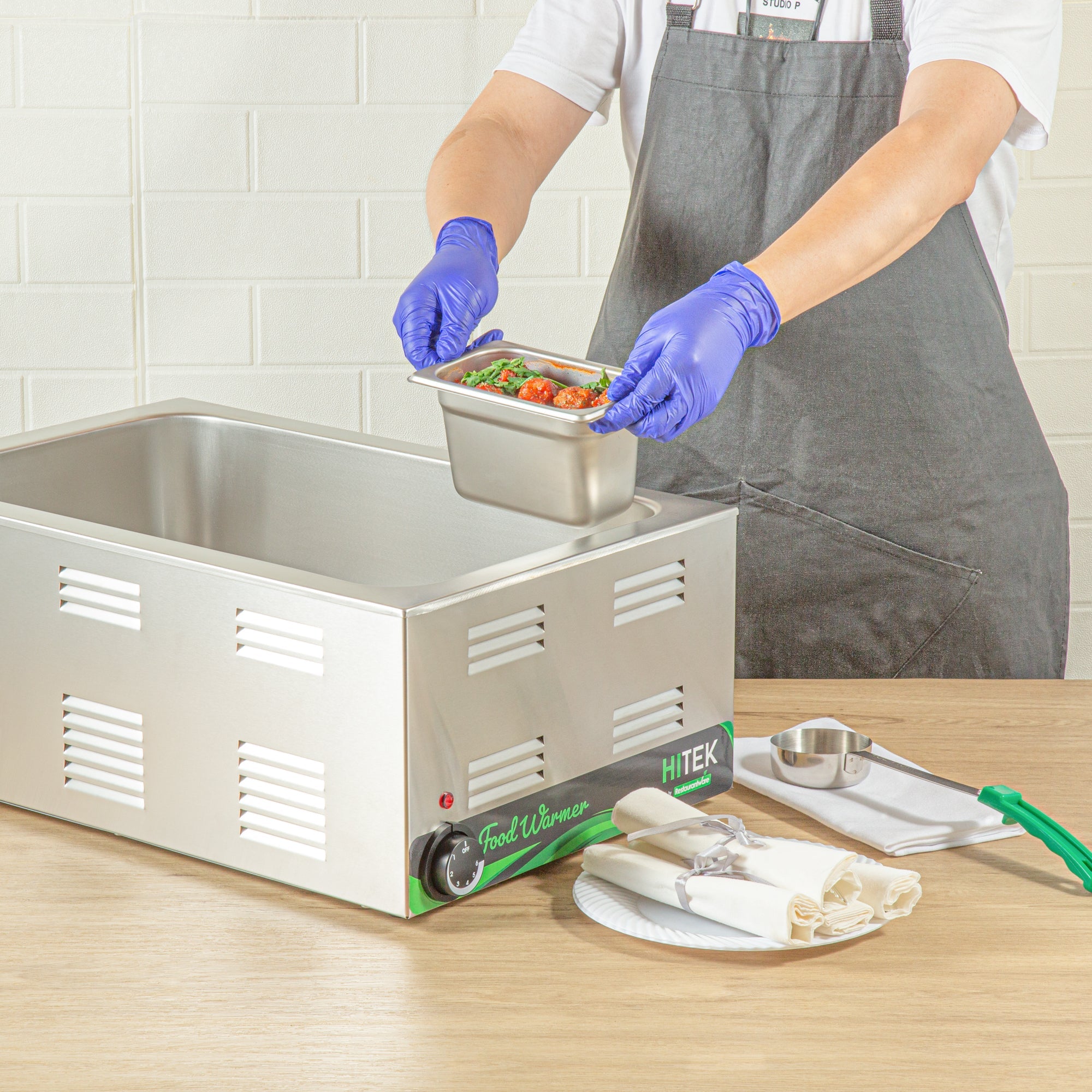 Kitchen Tek Stainless Steel 1/9 Size Steam Table Pan - 4 Inch Deep, Anti Jam, 24 Gauge - 12 count box