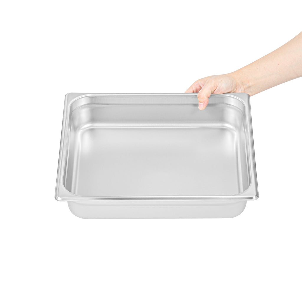 Kitchen Tek Stainless Steel 2/3 Size Steam Table Pan - 2 1/2 Inch Deep, Anti Jam, 24 Gauge - 12 count box