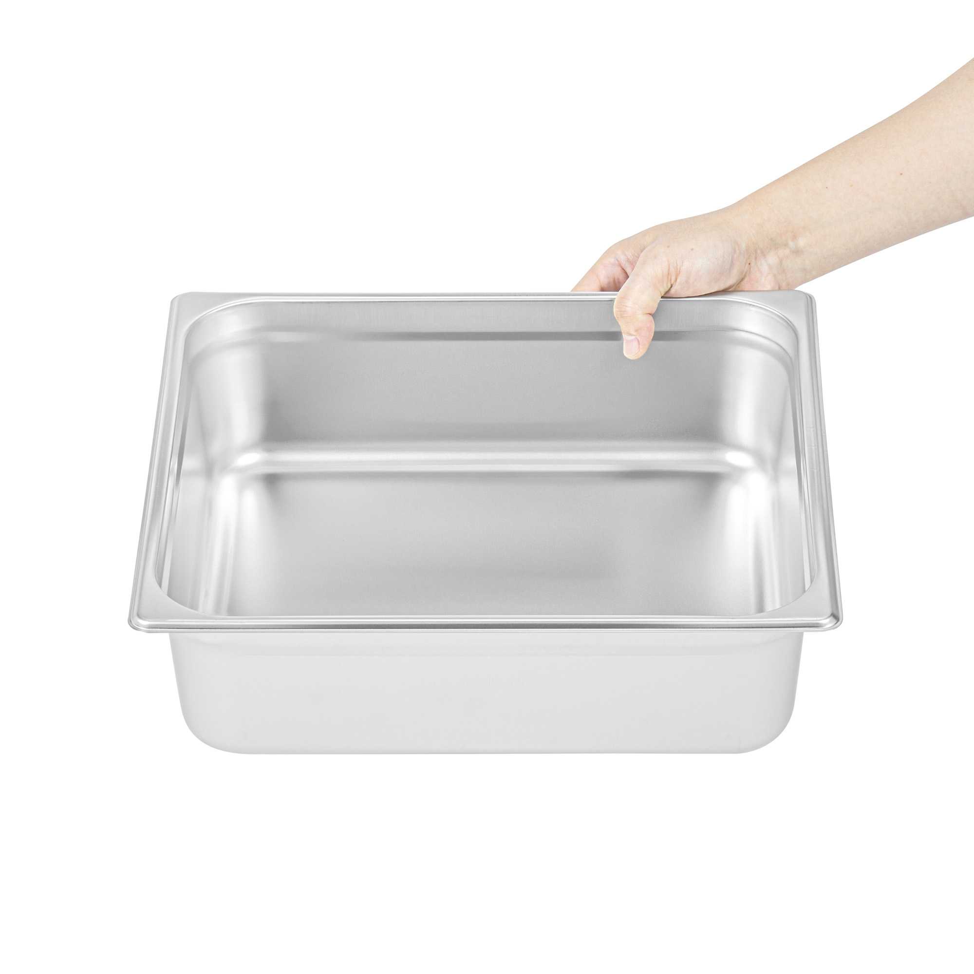 Kitchen Tek Stainless Steel 2/3 Size Steam Table Pan - 4 Inch Deep, Anti Jam, 24 Gauge - 1 count box