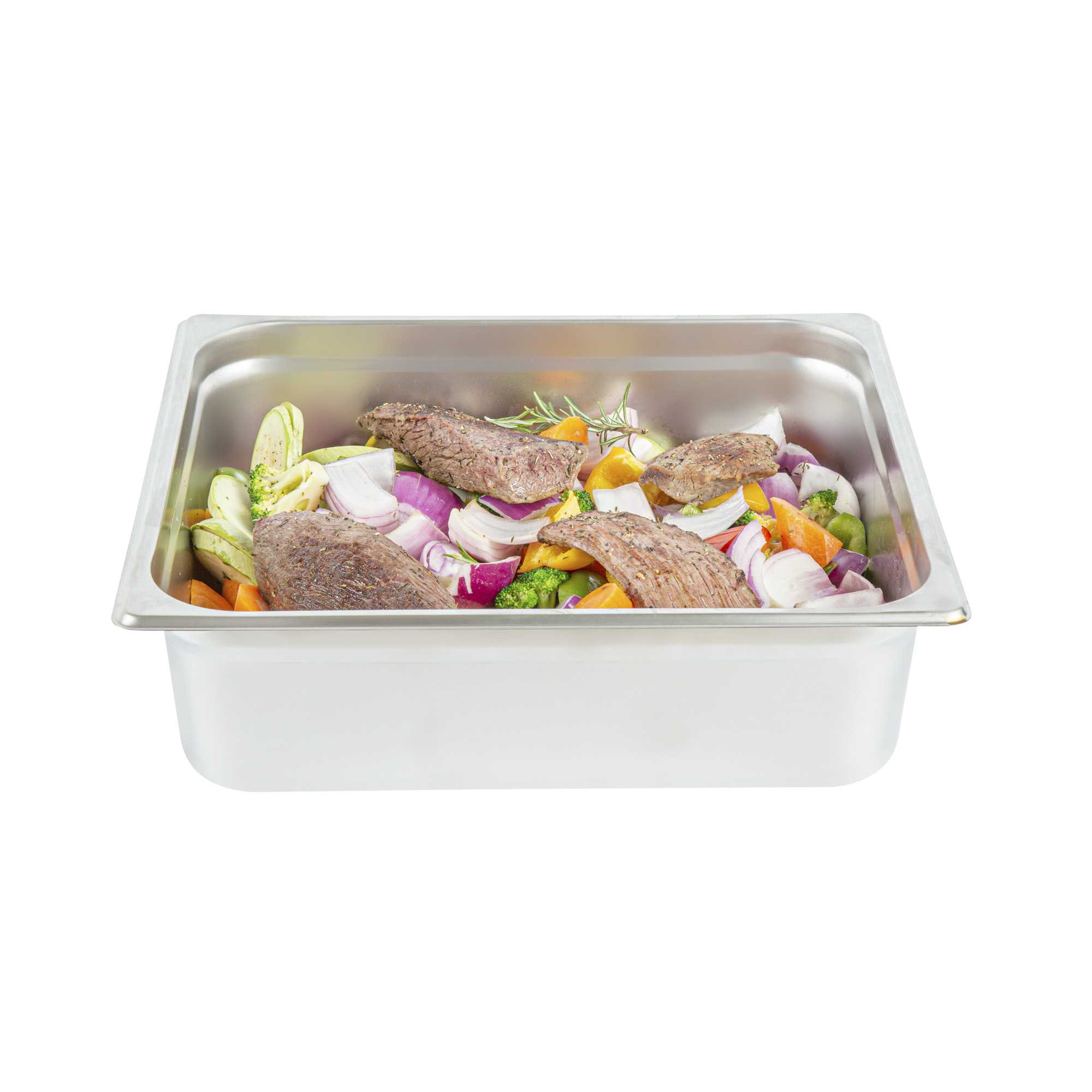 Kitchen Tek Stainless Steel 2/3 Size Steam Table Pan - 4 Inch Deep, Anti Jam, 24 Gauge - 1 count box