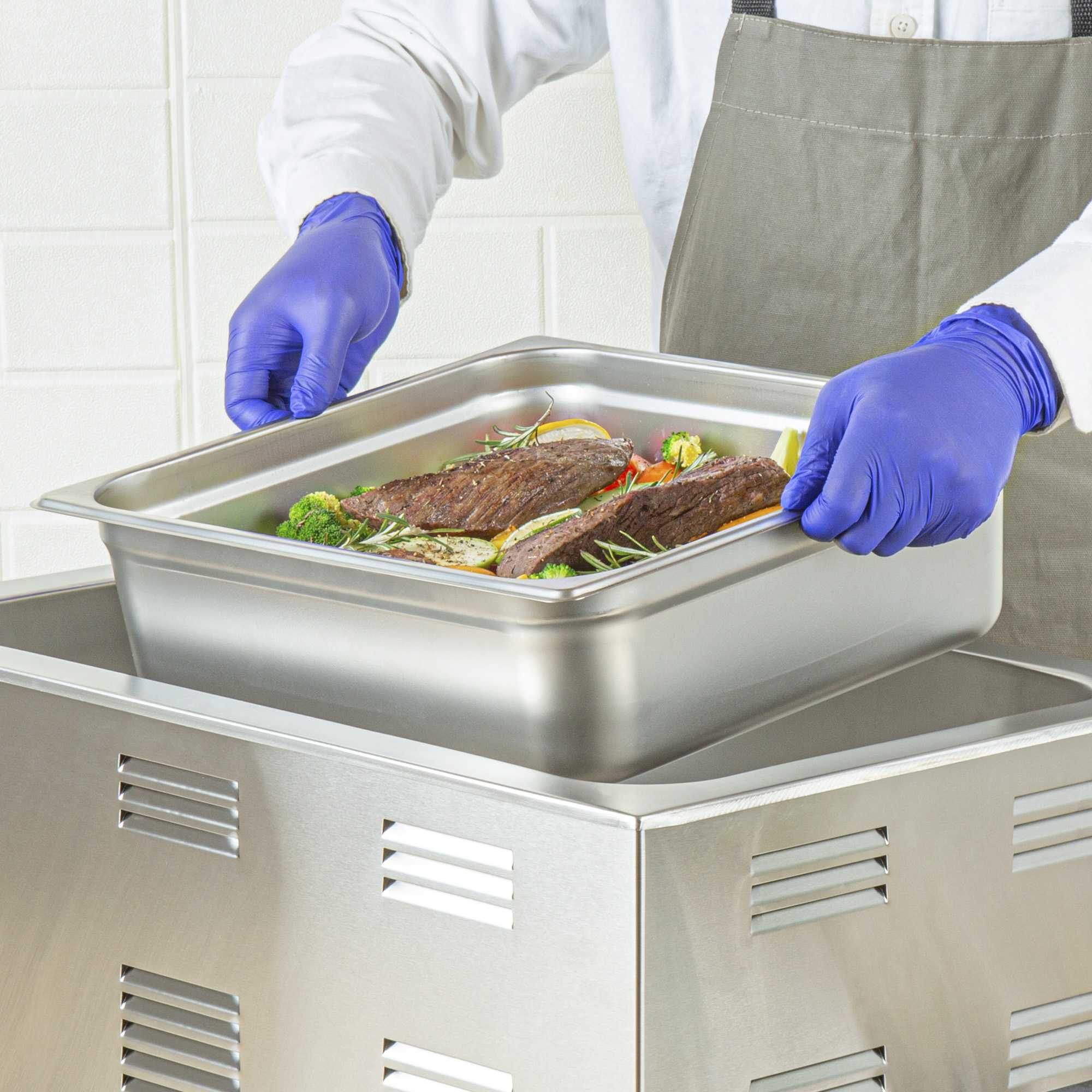 Kitchen Tek Stainless Steel 2/3 Size Steam Table Pan - 4 Inch Deep, Anti Jam, 24 Gauge - 1 count box