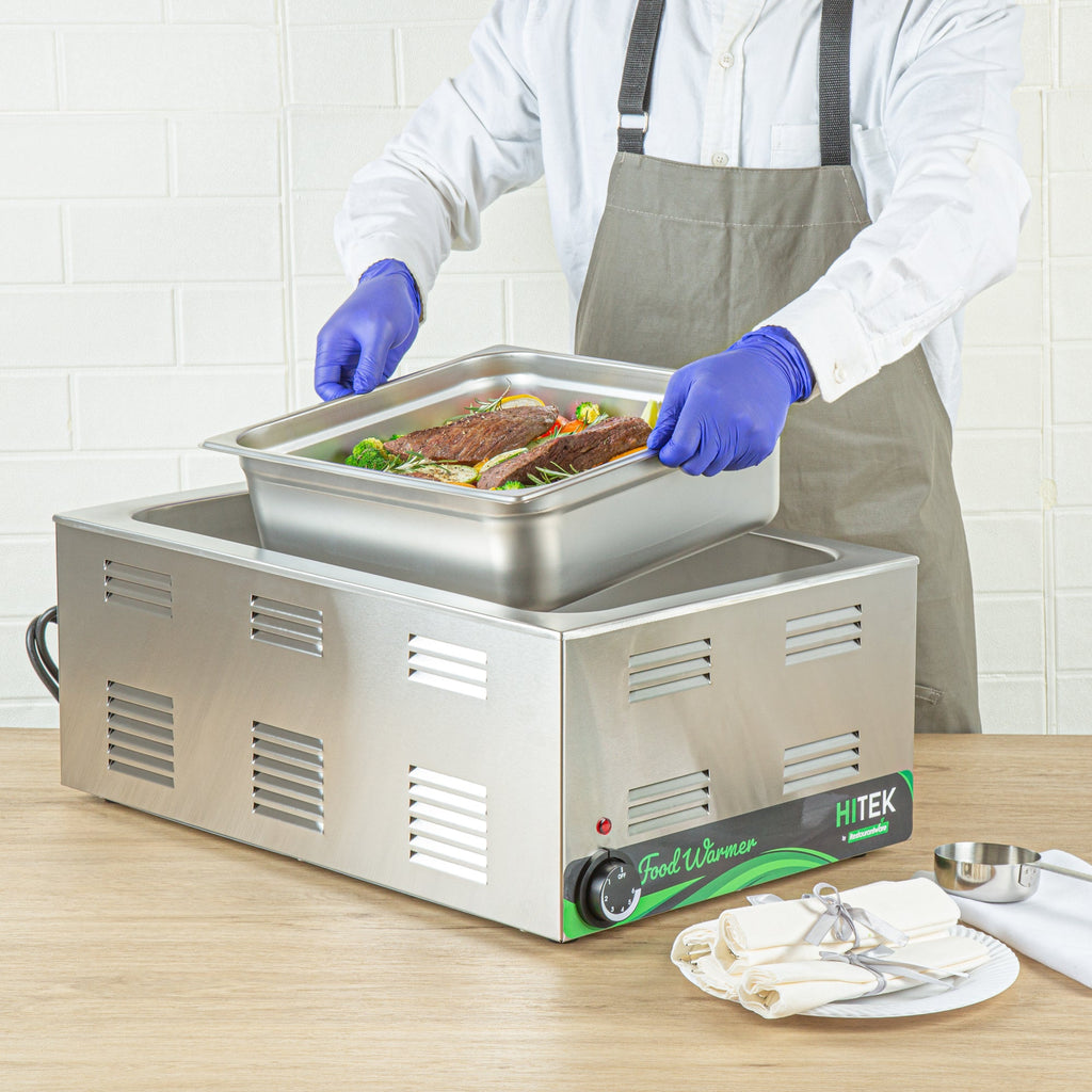 Kitchen Tek Stainless Steel 2/3 Size Steam Table Pan - 4 Inch Deep, Anti Jam, 24 Gauge - 6 count box