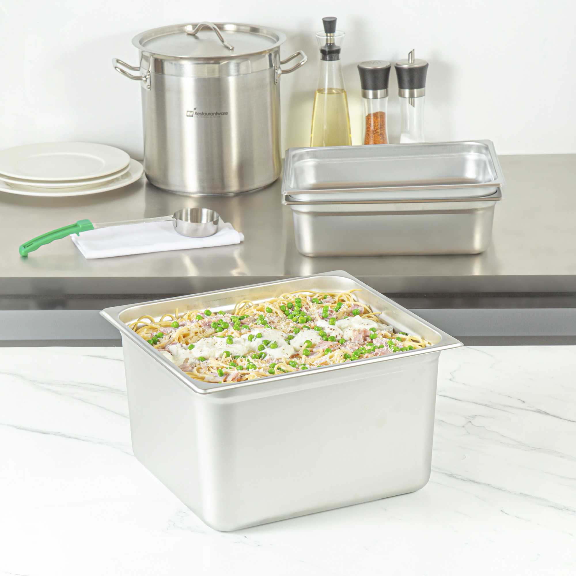 Kitchen Tek Stainless Steel 2/3 Size Steam Table Pan - 8 Inch Deep, Anti Jam, 24 Gauge - 1 count box