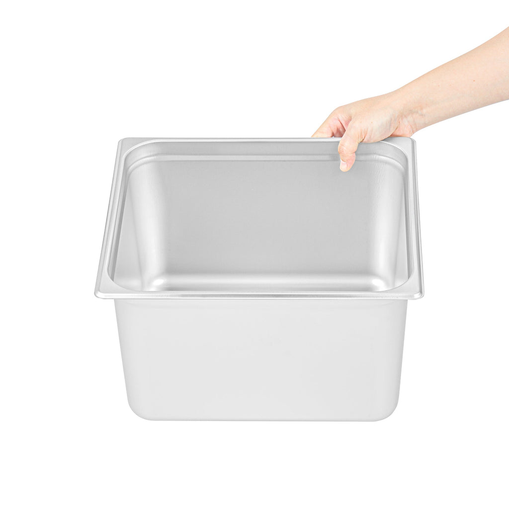 Kitchen Tek Stainless Steel 2/3 Size Steam Table Pan - 8 Inch Deep, Anti Jam, 24 Gauge - 6 count box