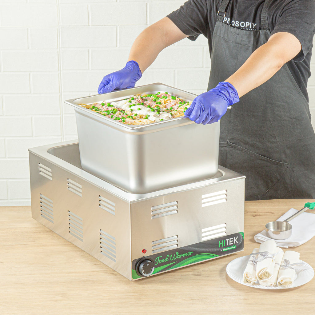 Kitchen Tek Stainless Steel 2/3 Size Steam Table Pan - 8 Inch Deep, Anti Jam, 24 Gauge - 6 count box