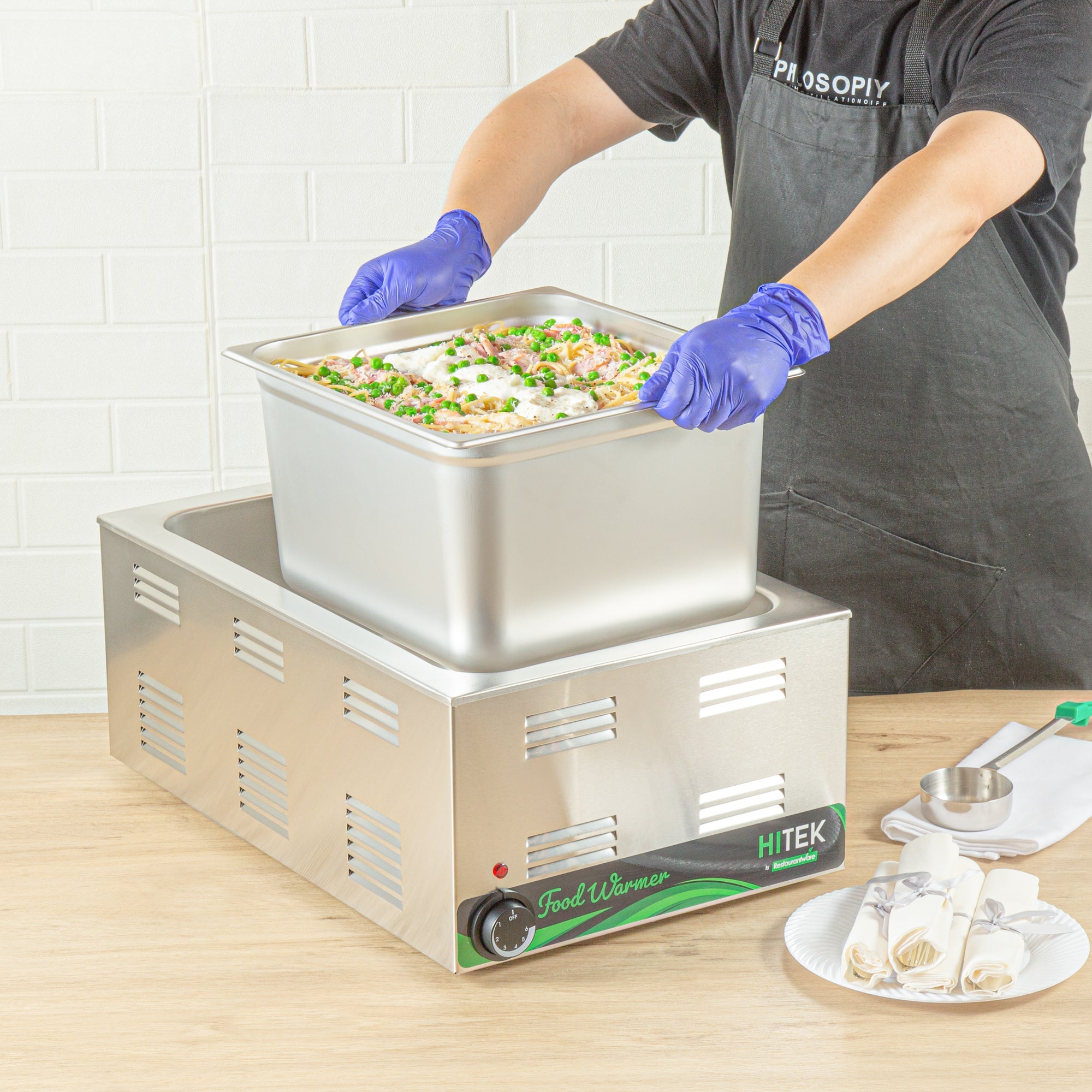 Kitchen Tek Stainless Steel 2/3 Size Steam Table Pan - 8 Inch Deep, Anti Jam, 24 Gauge - 6 count box