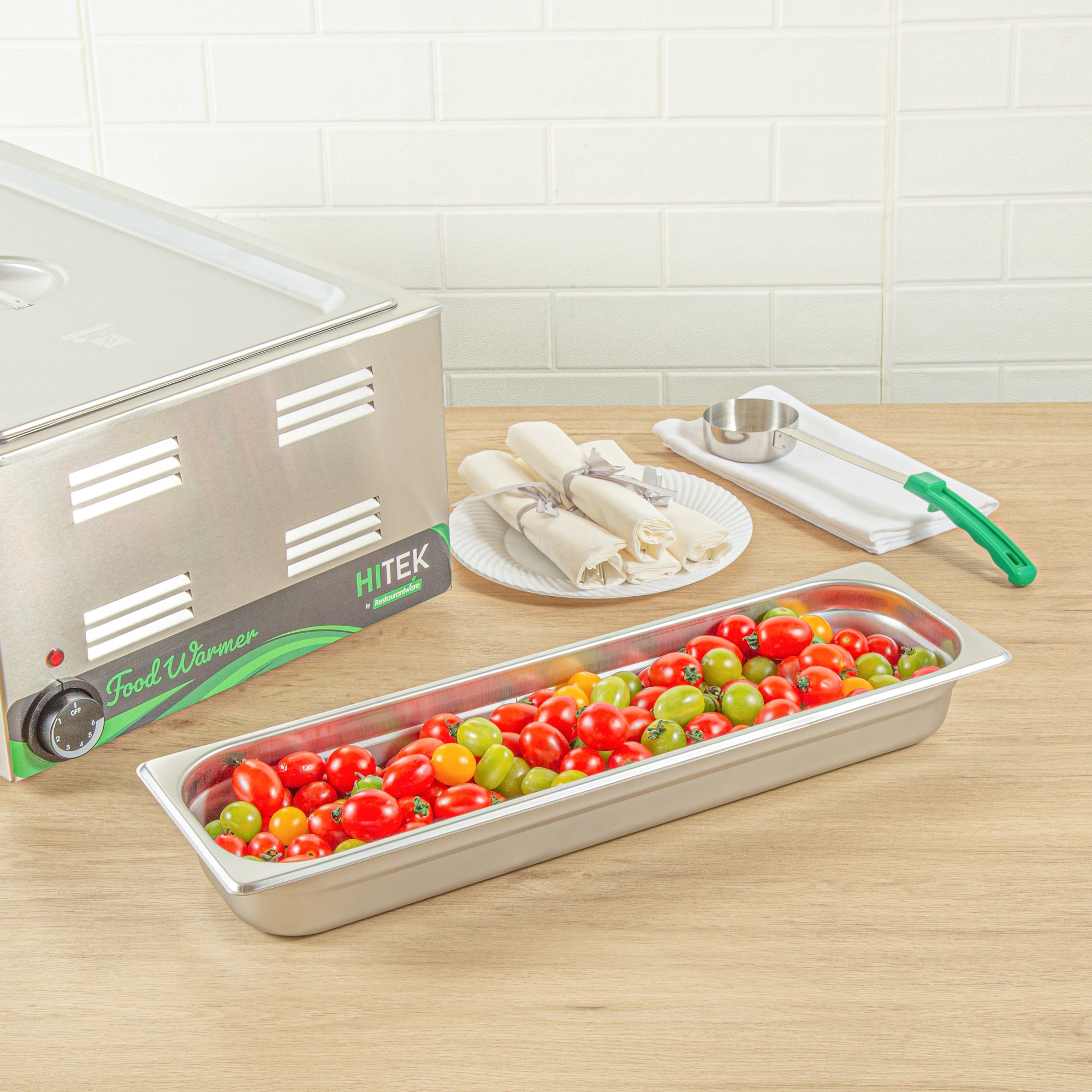 Kitchen Tek Stainless Steel 1/2 Size Long Steam Table Pan - 2 1/2 Inch Deep, Anti Jam, 24 Gauge - 6 count box