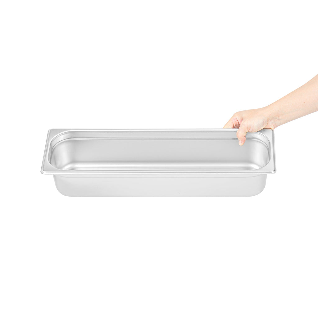 Kitchen Tek Stainless Steel 1/2 Size Long Steam Table Pan - 4 Inch Deep, Anti Jam, 24 Gauge - 6 count box