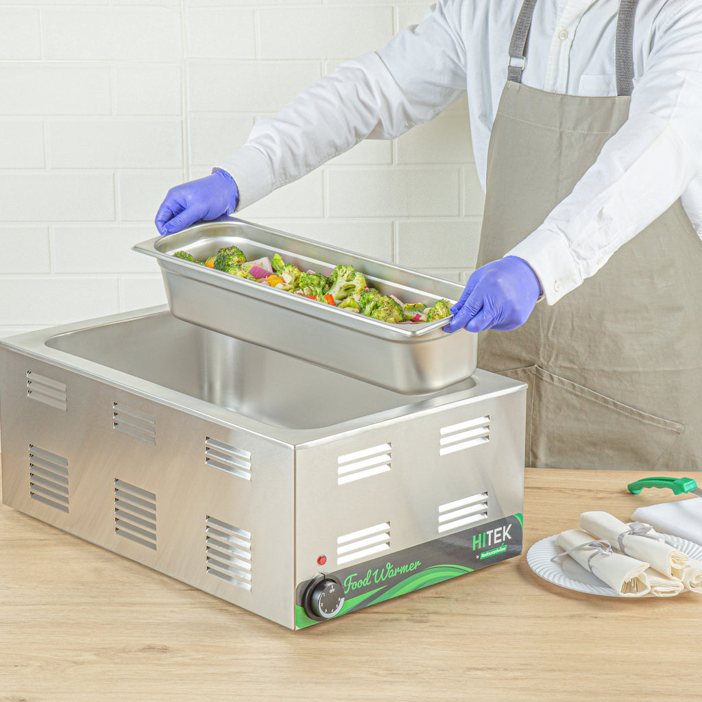 Kitchen Tek Stainless Steel 1/2 Size Long Steam Table Pan - 4 Inch Deep, Anti Jam, 24 Gauge - 6 count box