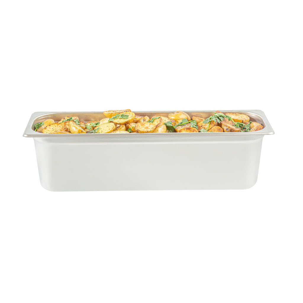 Kitchen Tek Stainless Steel 1/2 Size Long Steam Table Pan - 6 Inch Deep, Anti Jam, 24 Gauge - 6 count box