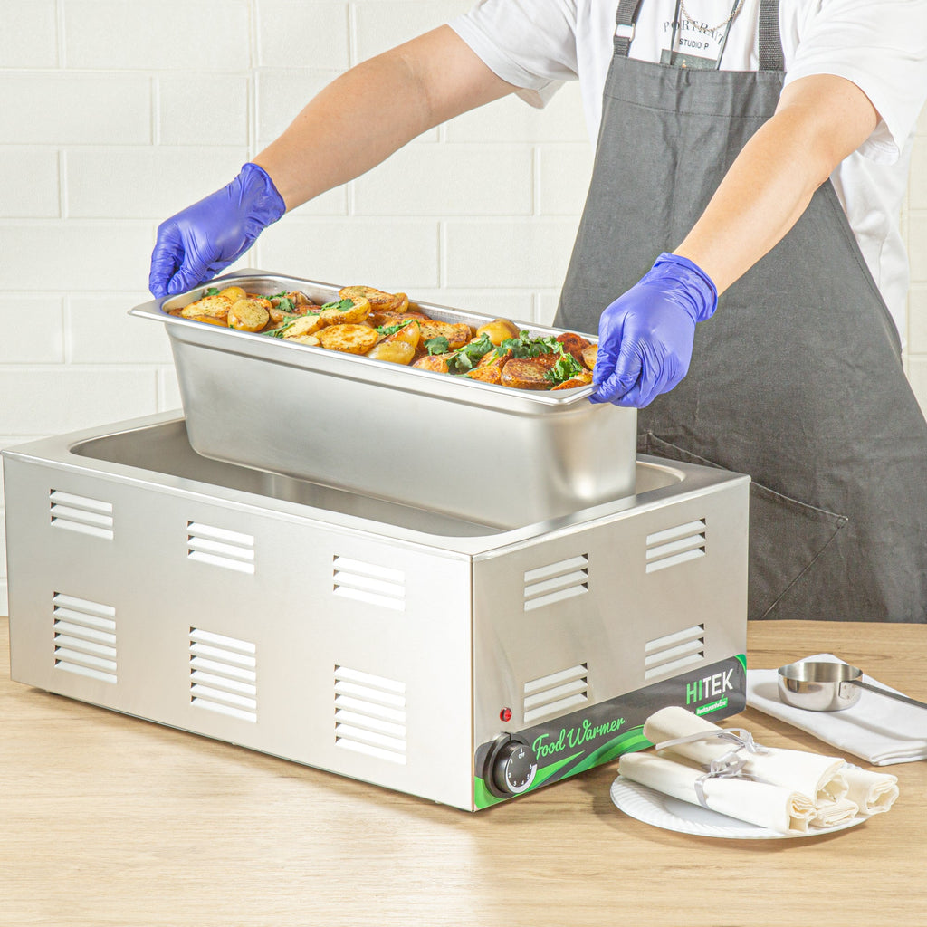Kitchen Tek Stainless Steel 1/2 Size Long Steam Table Pan - 6 Inch Deep, Anti Jam, 24 Gauge - 6 count box