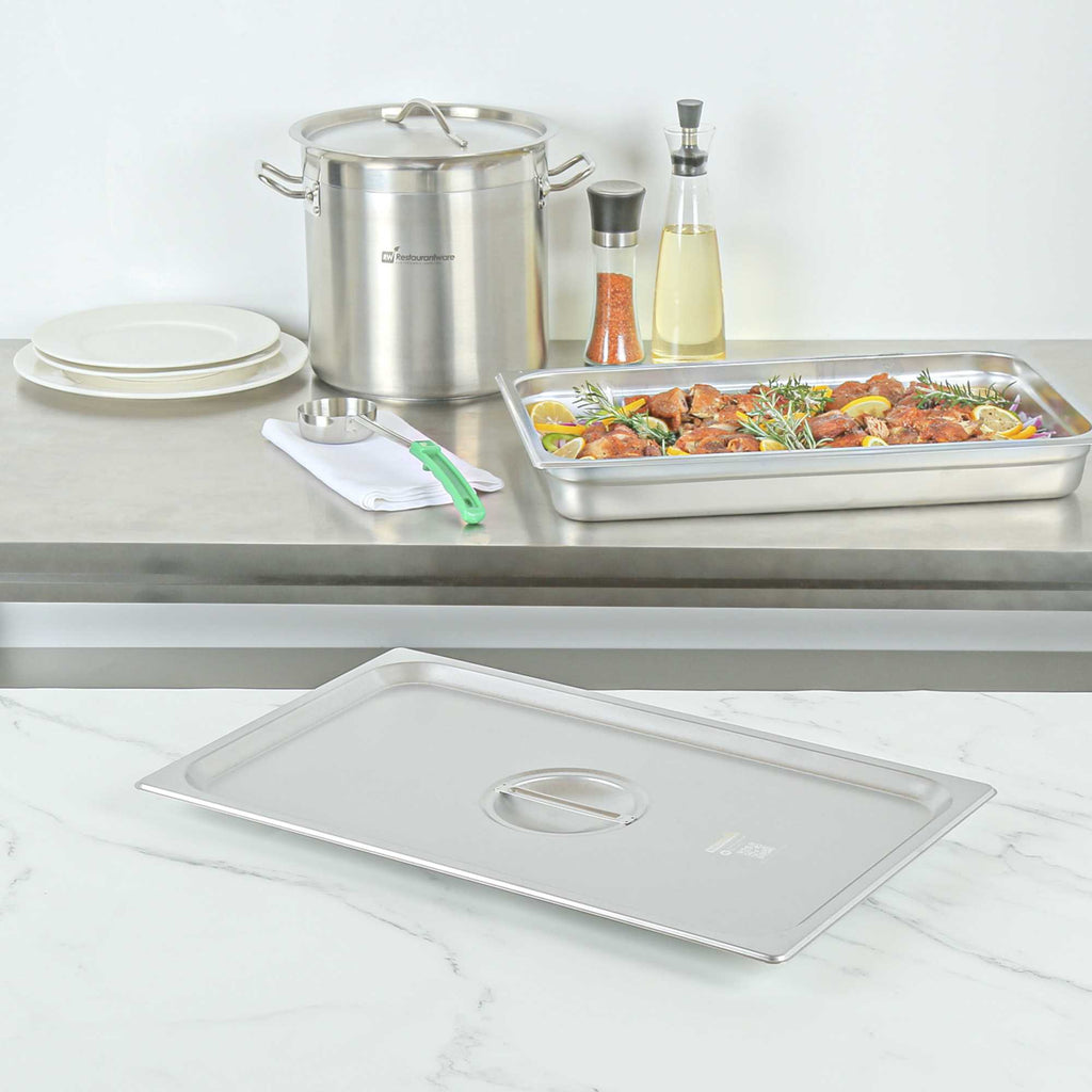 Kitchen Tek Stainless Steel Lid - Fits Full Size Steam Table Pan - 1 count box