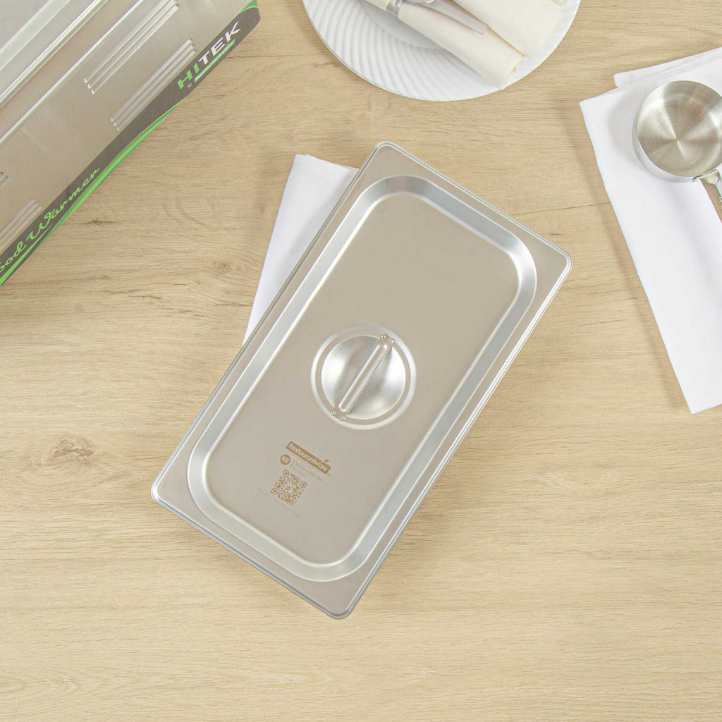 Kitchen Tek Stainless Steel Lid - Fits 1/3 Size Steam Table Pan - 1 count box