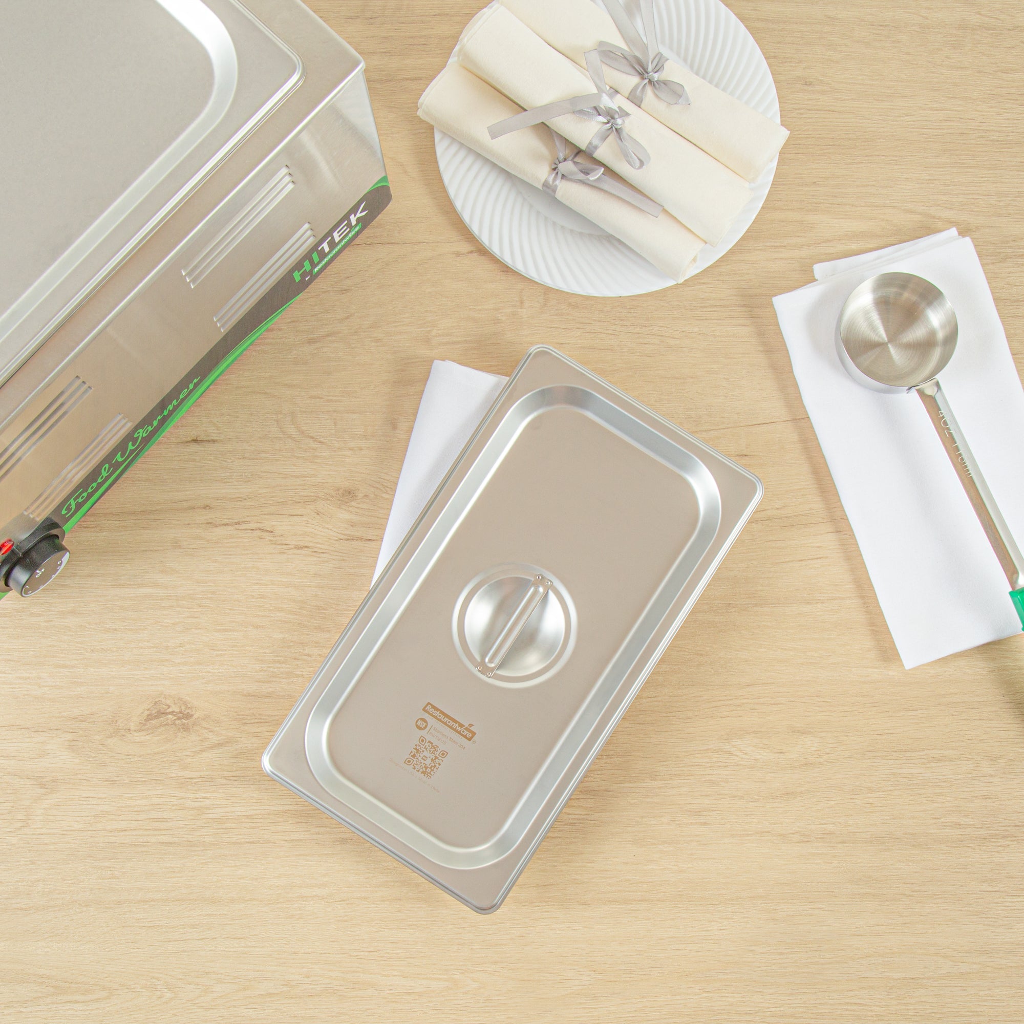 Kitchen Tek Stainless Steel Lid - Fits 1/3 Size Steam Table Pan - 12 count box