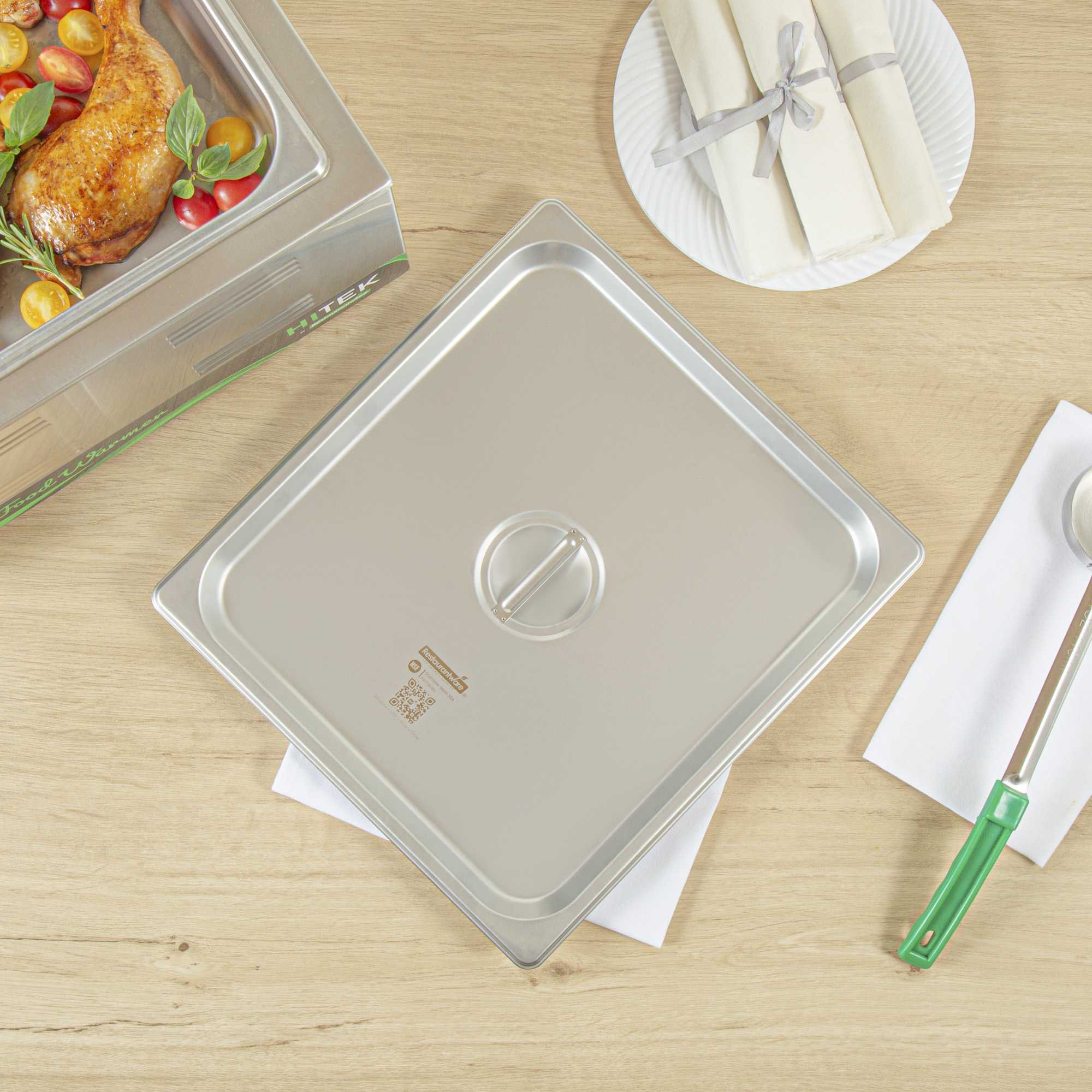 Kitchen Tek Stainless Steel Lid - Fits 2/3 Size Steam Table Pan - 1 count box