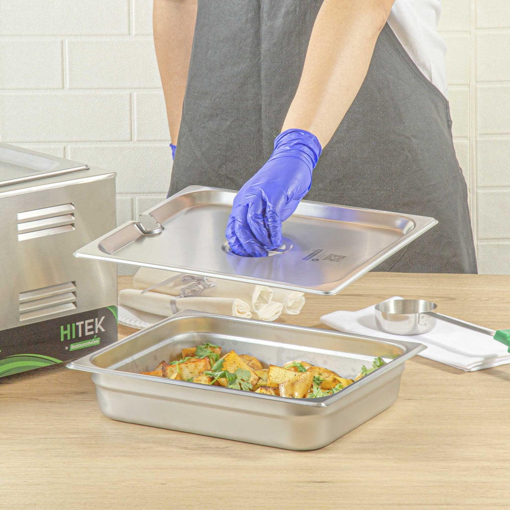 Kitchen Tek Stainless Steel Slotted Lid - Fits 1/2 Size Steam Table Pan - 1 count box