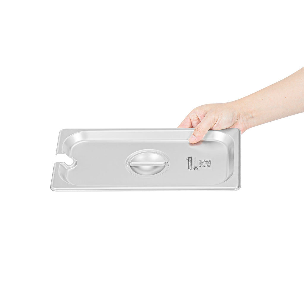Kitchen Tek Stainless Steel Slotted Lid - Fits 1/3 Size Steam Table Pan - 12 count box