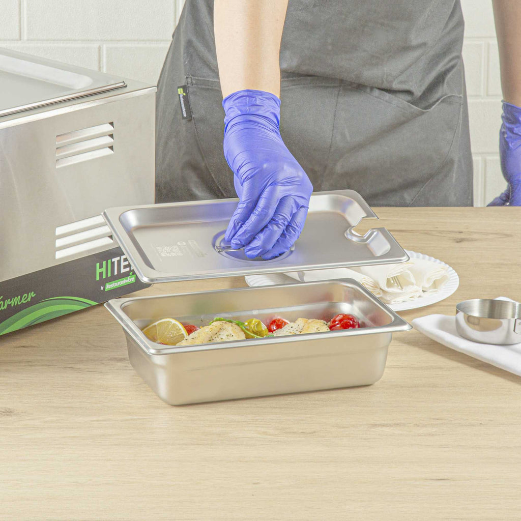 Kitchen Tek Stainless Steel Slotted Lid - Fits 1/4 Size Steam Table Pan - 1 count box