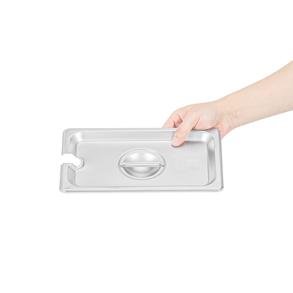 Kitchen Tek Stainless Steel Slotted Lid - Fits 1/4 Size Steam Table Pan - 12 count box