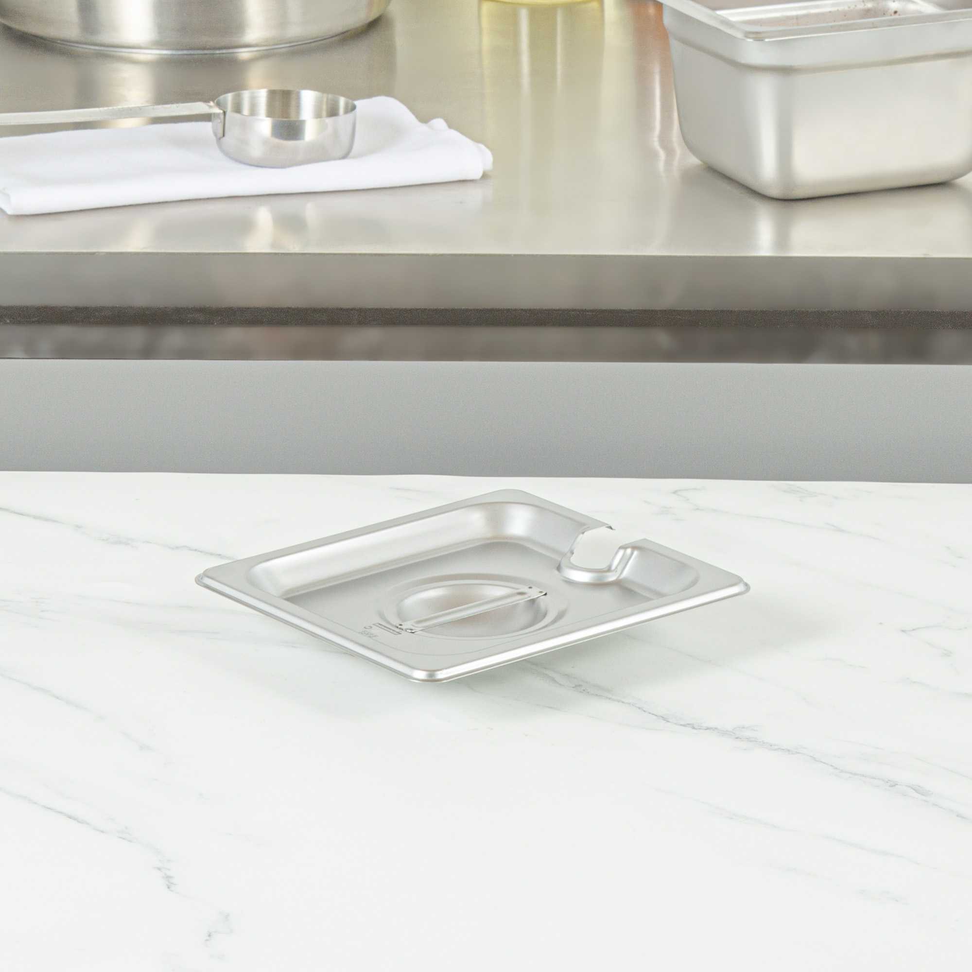 Kitchen Tek Stainless Steel Slotted Lid - Fits 1/6 Size Steam Table Pan - 1 count box