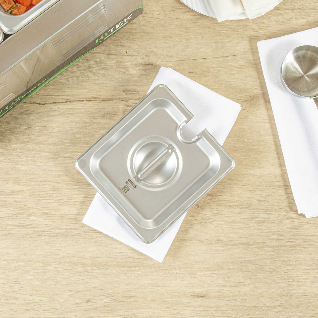 Kitchen Tek Stainless Steel Slotted Lid - Fits 1/6 Size Steam Table Pan - 1 count box