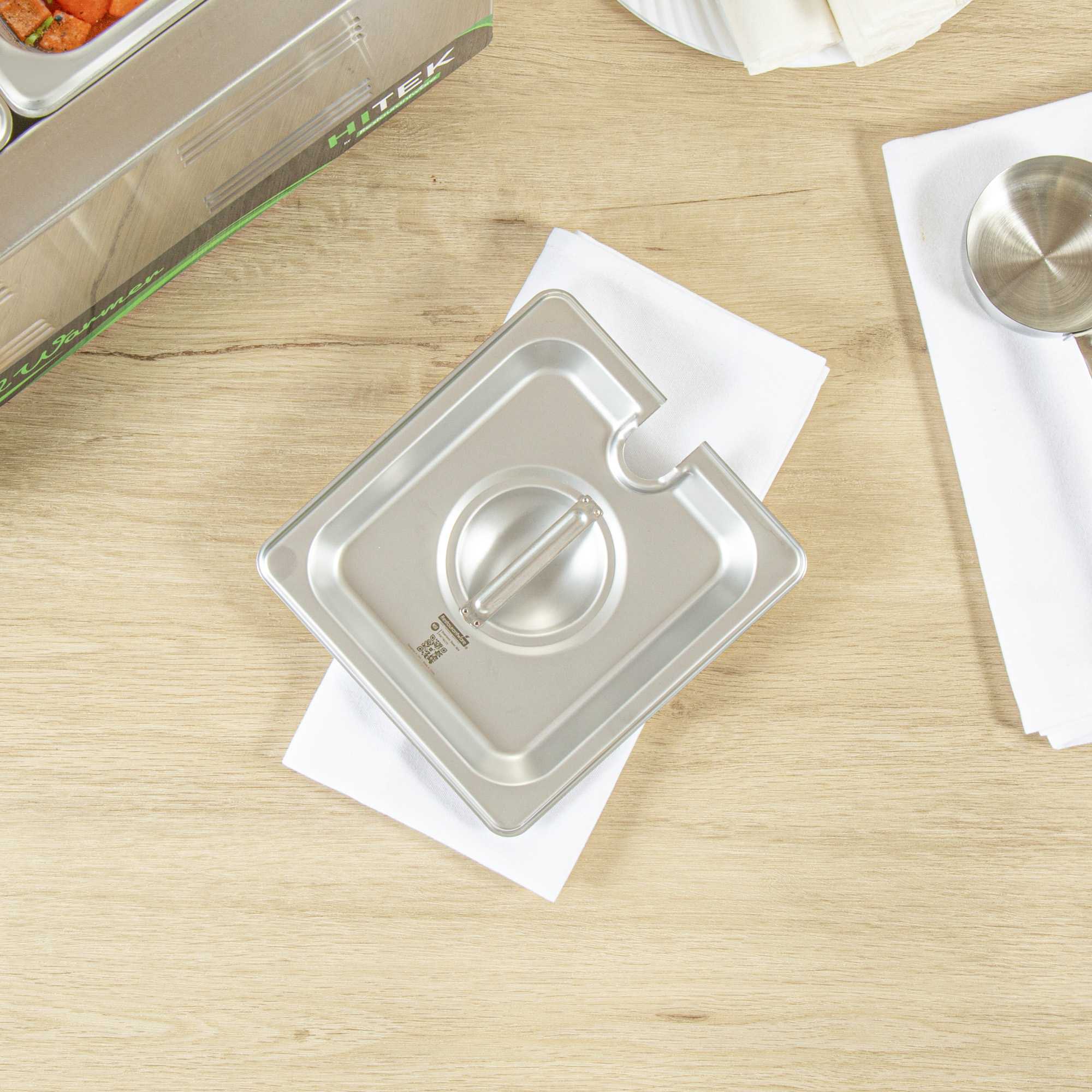 Kitchen Tek Stainless Steel Slotted Lid - Fits 1/6 Size Steam Table Pan - 1 count box